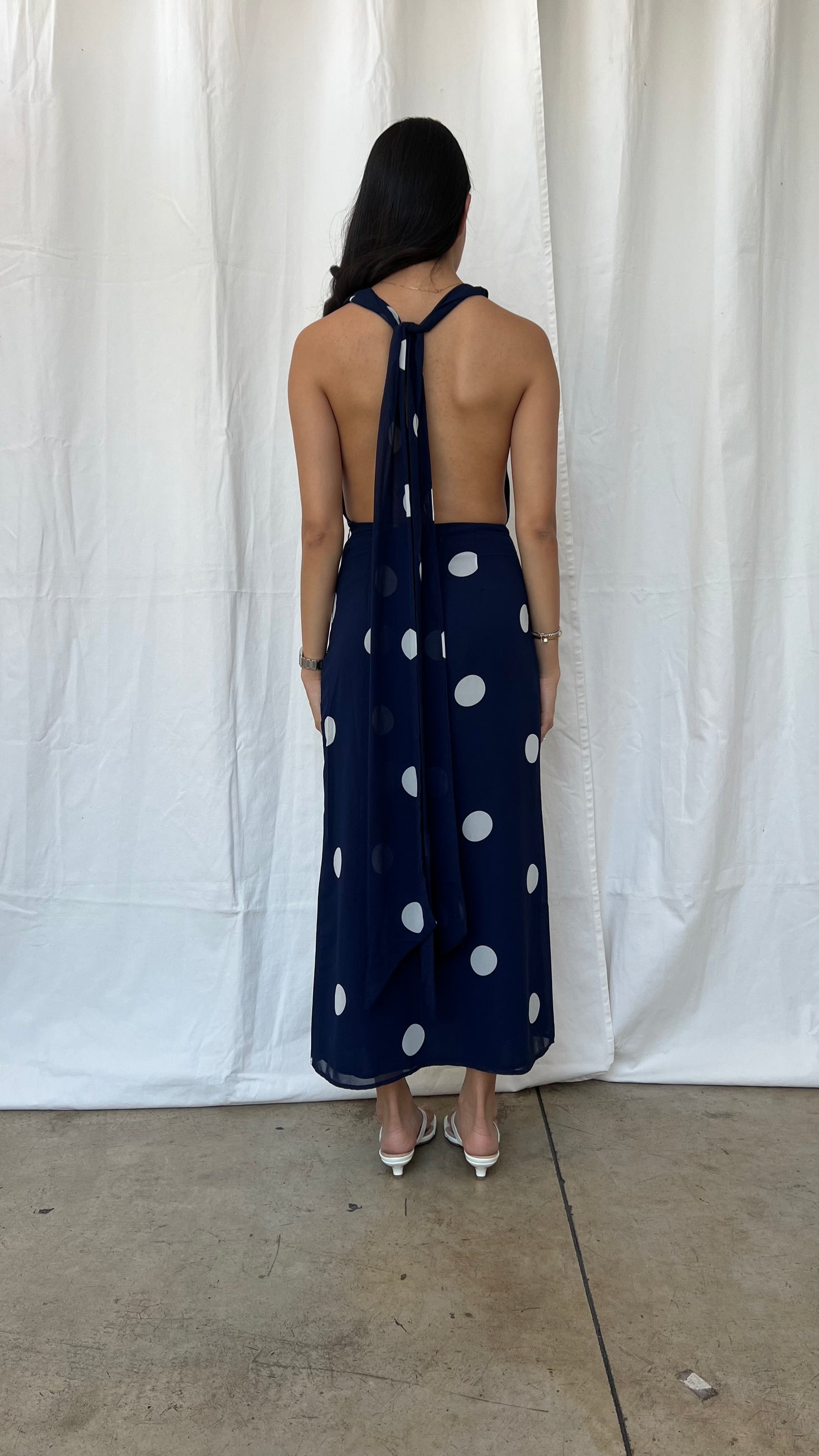 Vestido polka azul