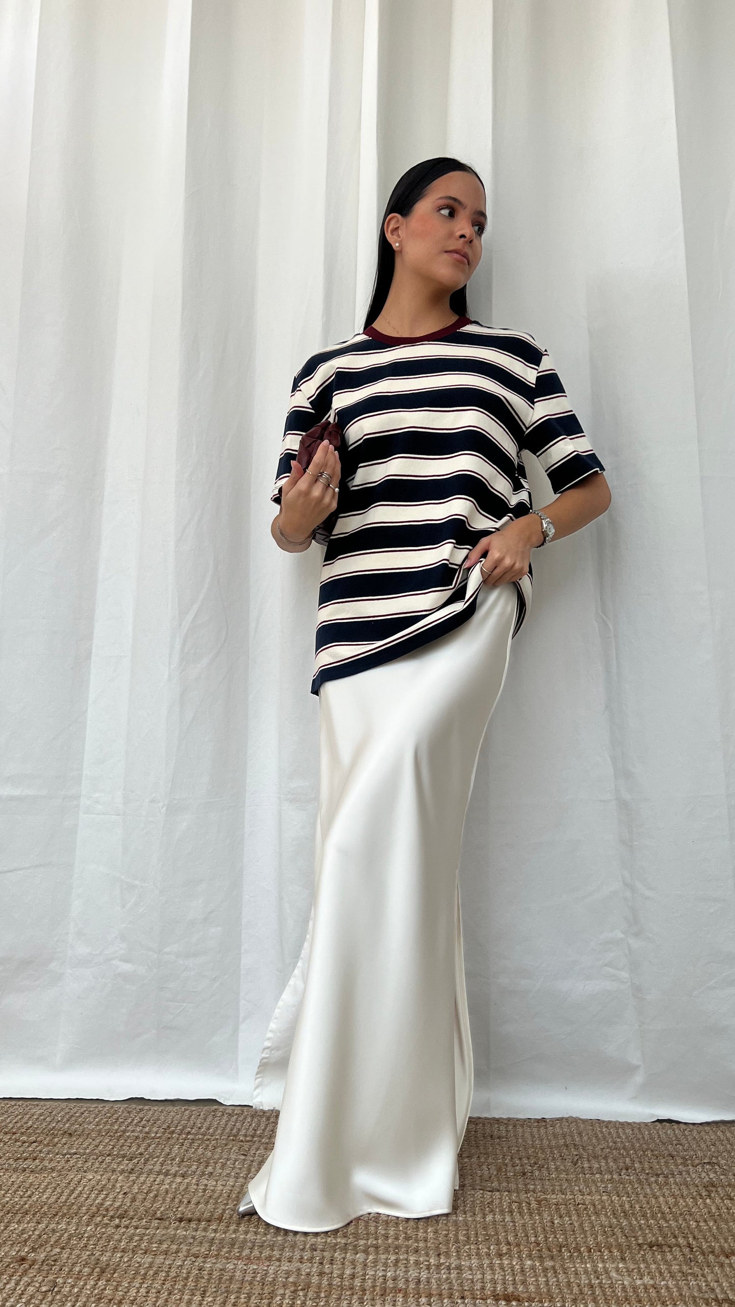 Tshirt rayas azul con tinto