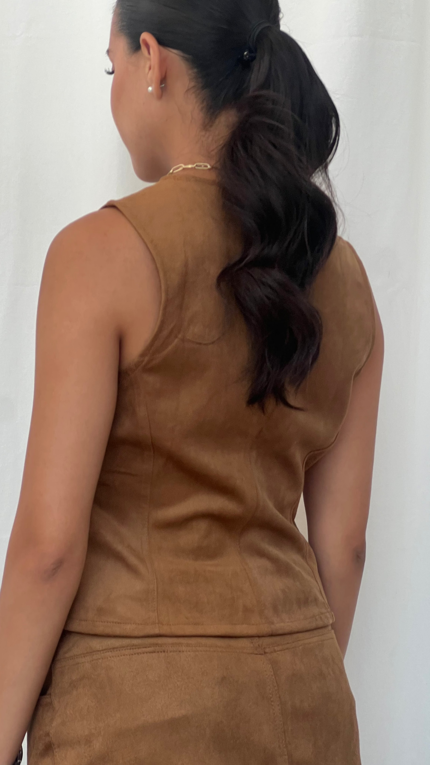 Mini falda de gamuza camel