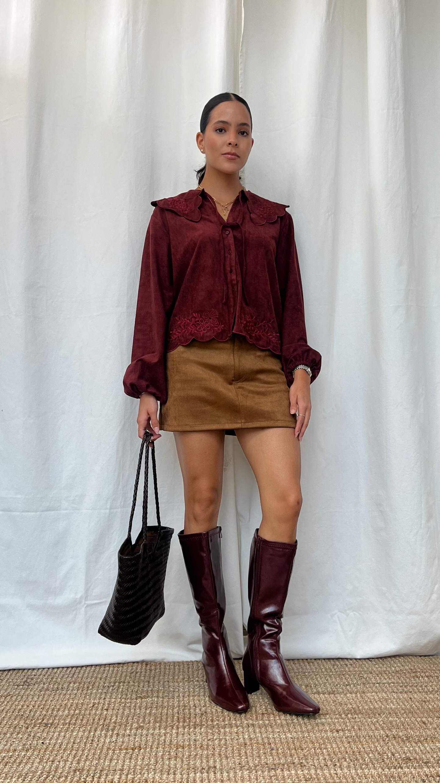 Blusa gamuza burgandy