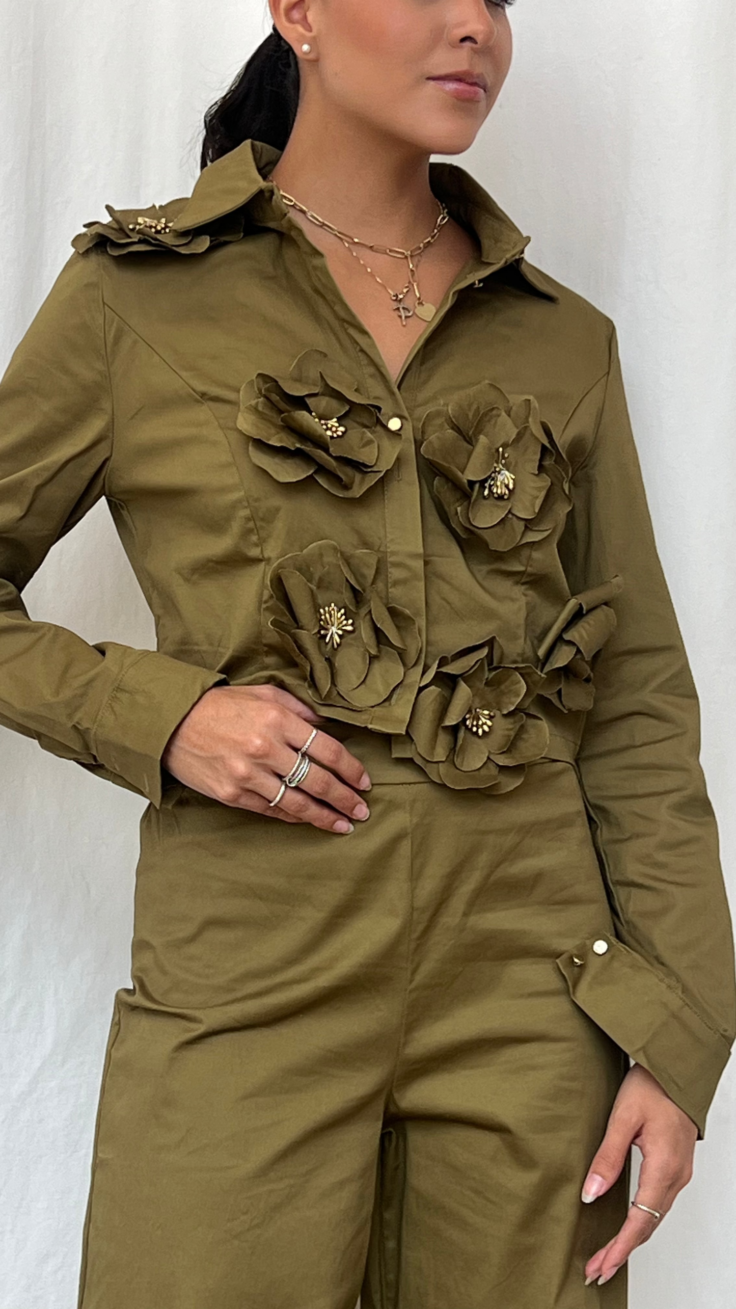 Set de blusa y pantalón verde