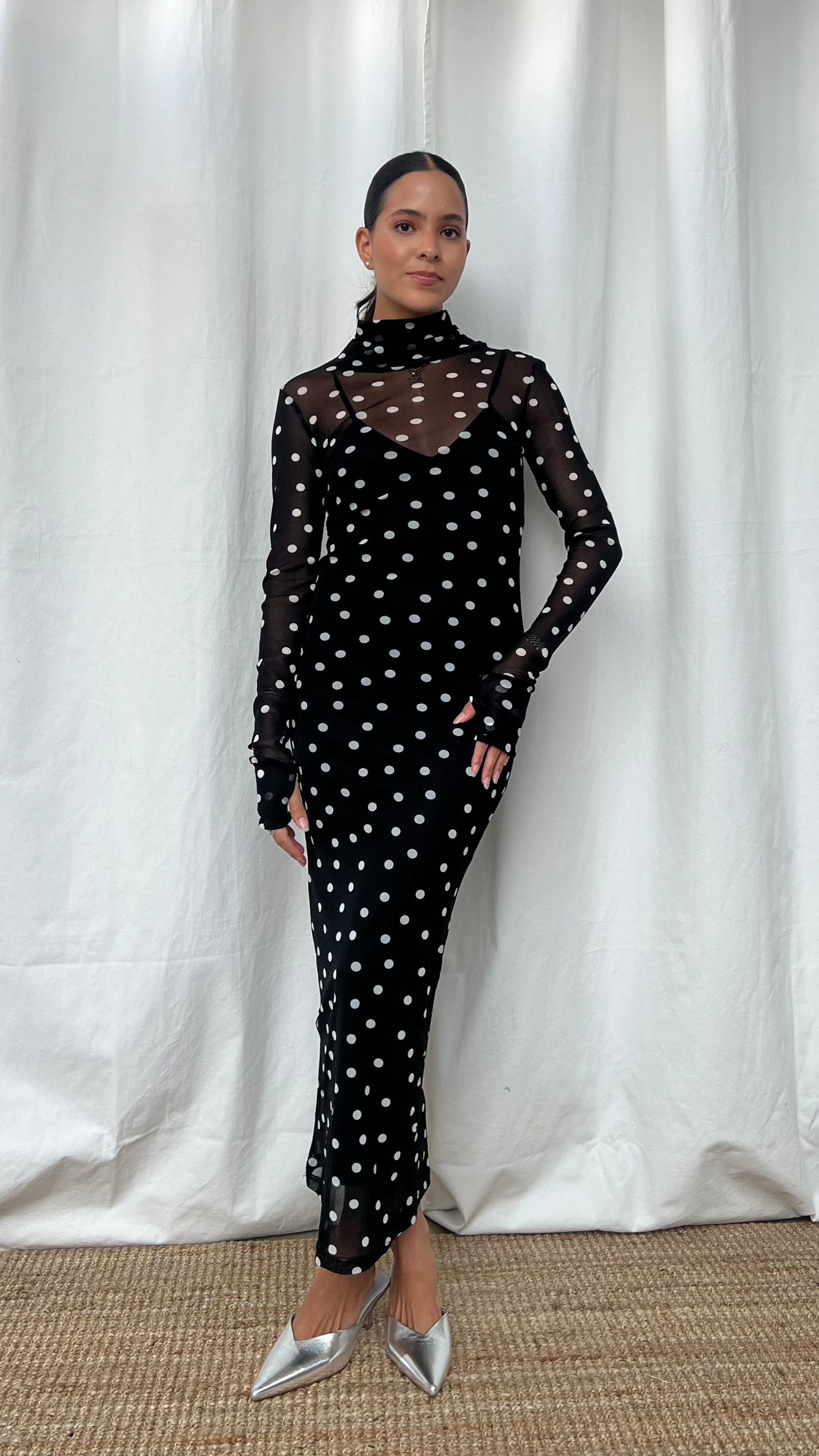 Vestido polka dot black/white