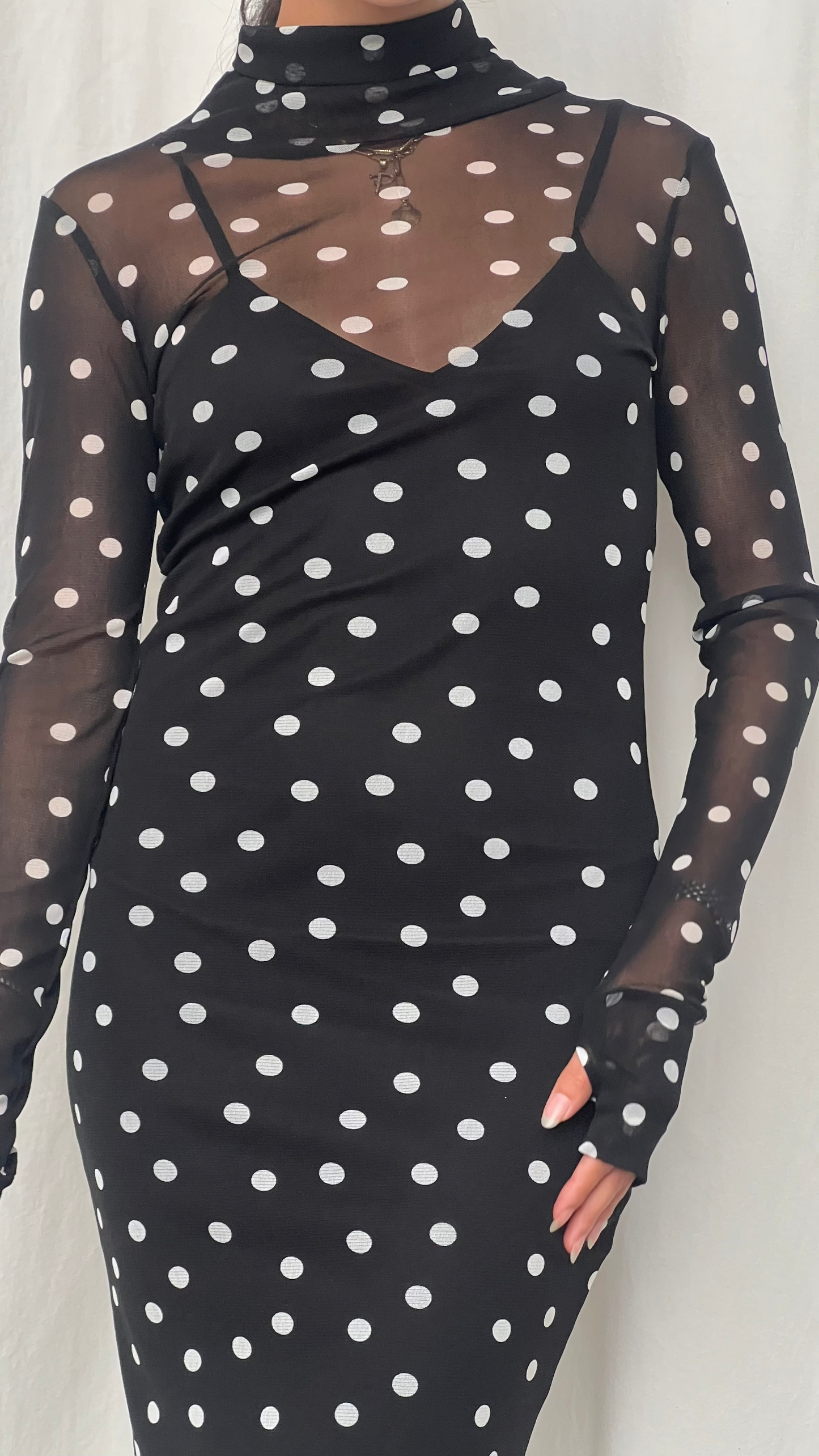 Vestido polka dot black/white