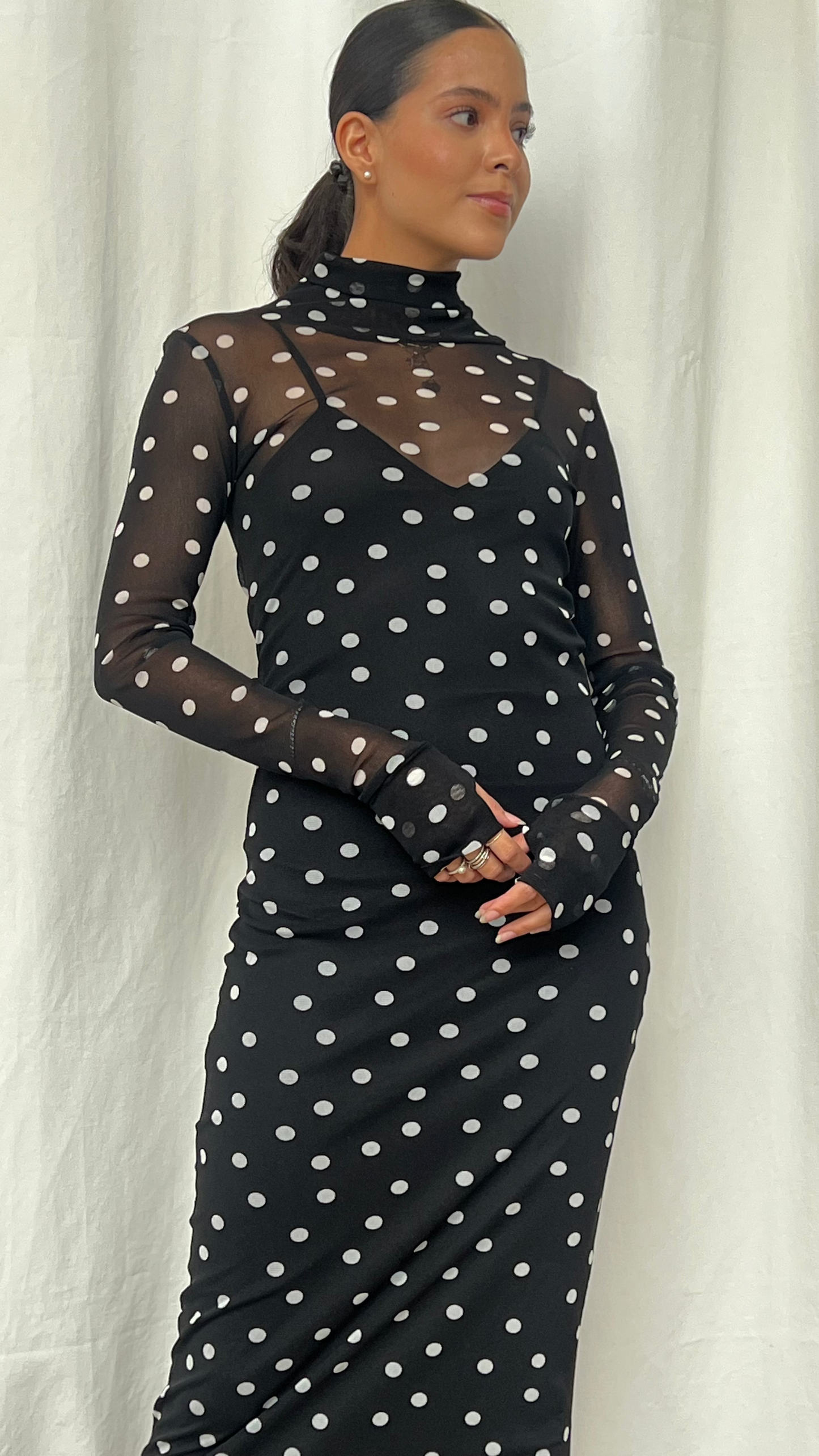 Vestido polka dot black/white