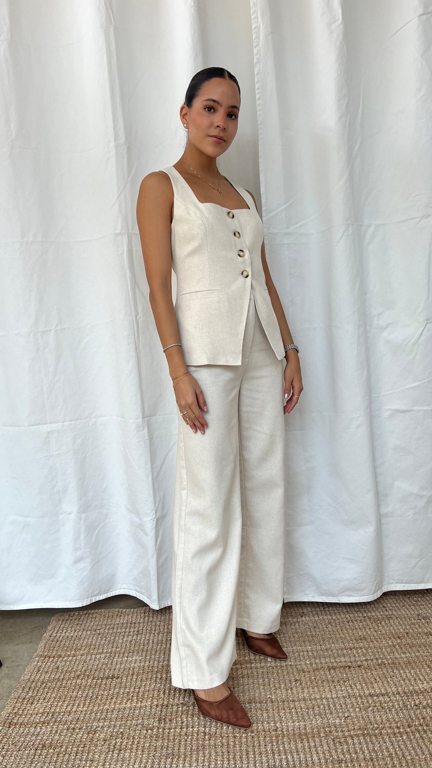 Set chaleco y pantalón cream