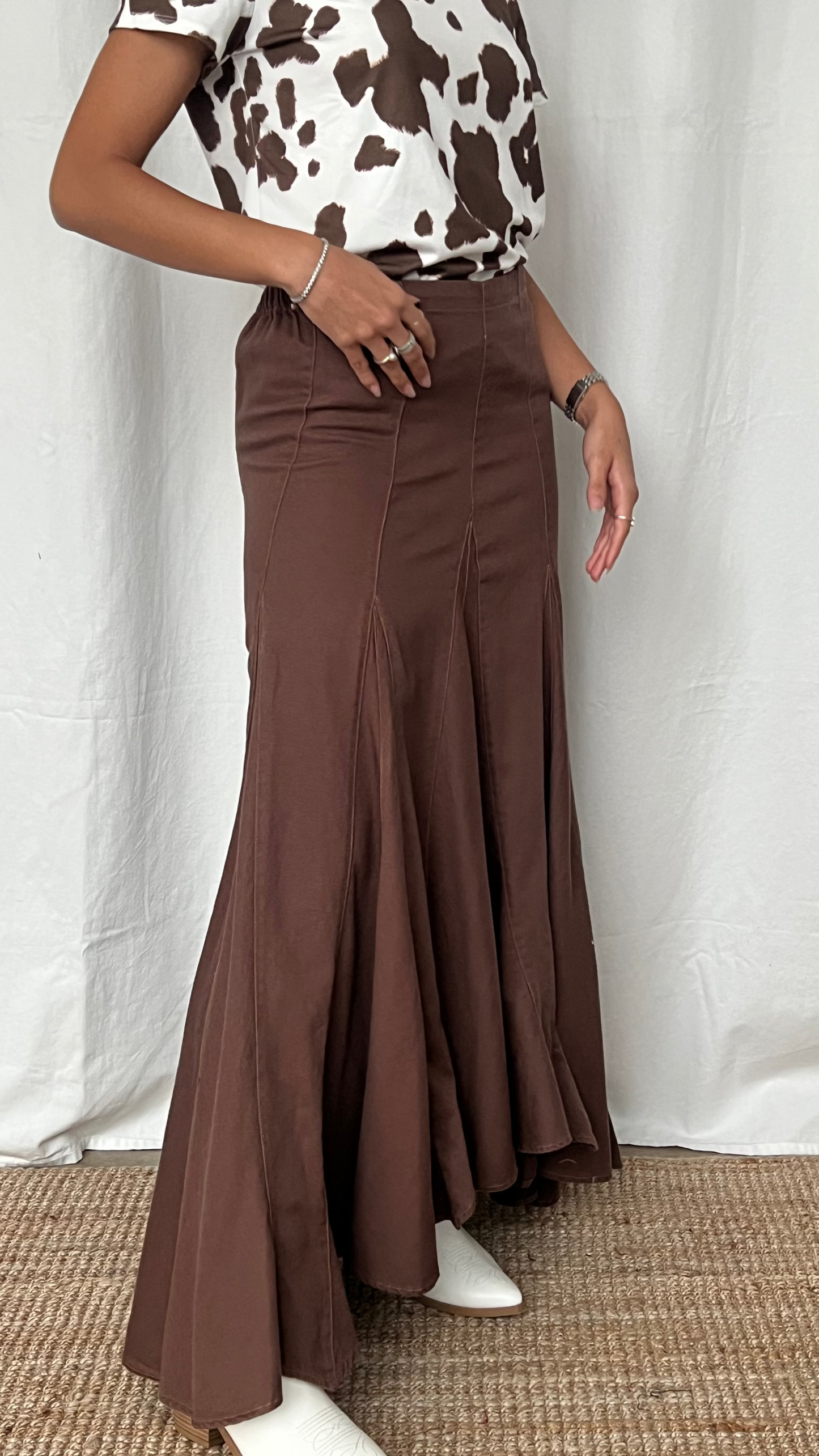 Falda denim brown