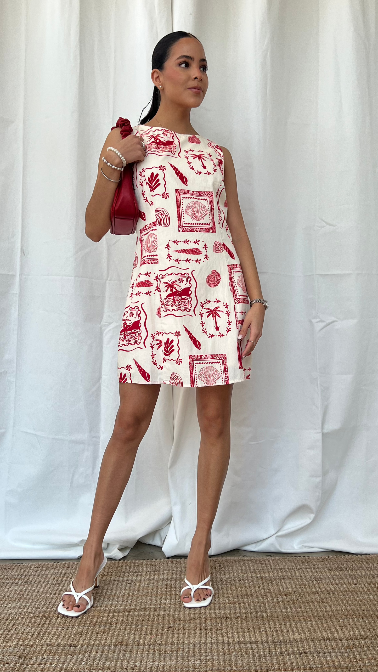 Vestido con Estampado Marino