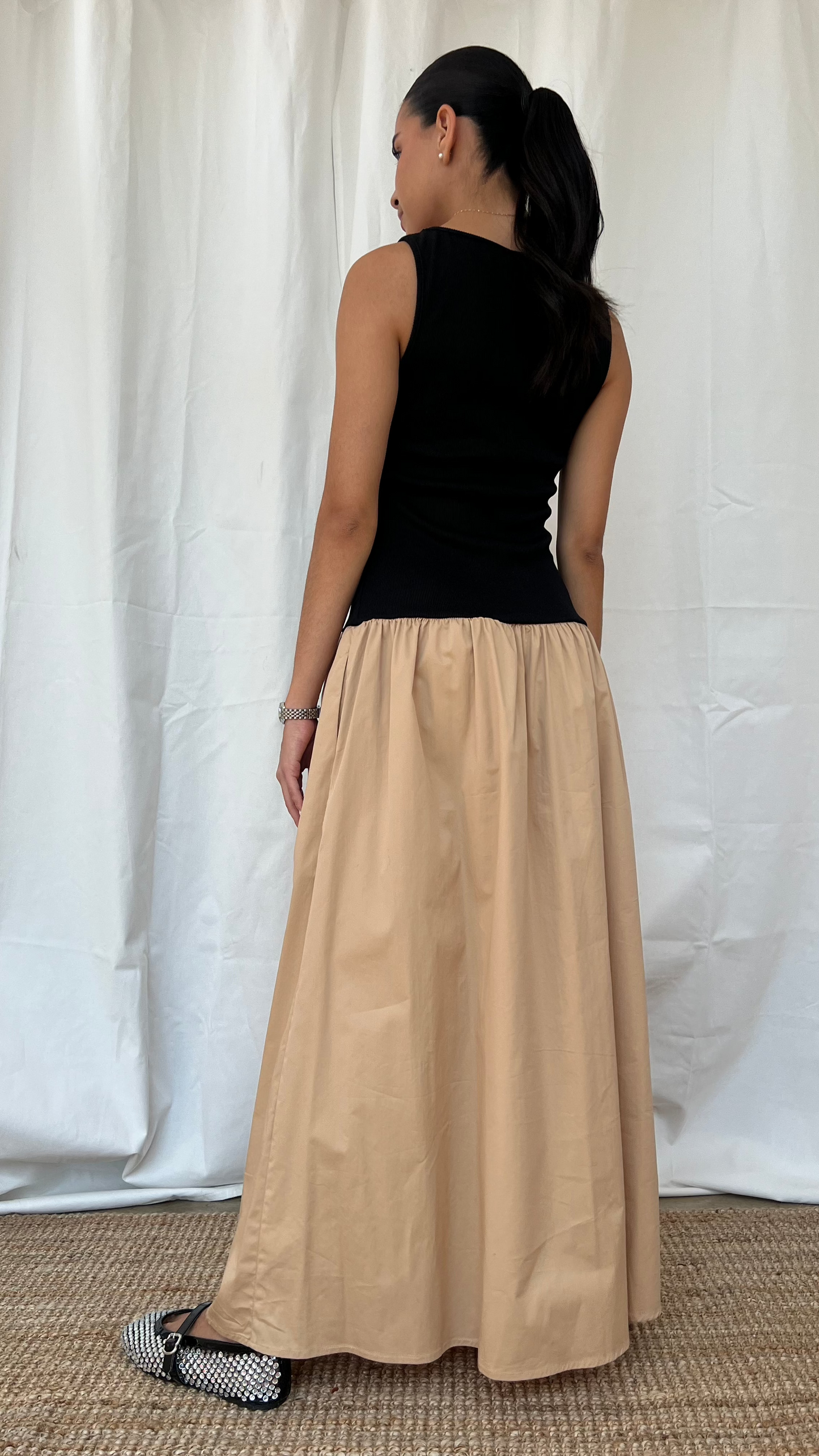 Vestido Negro con Café