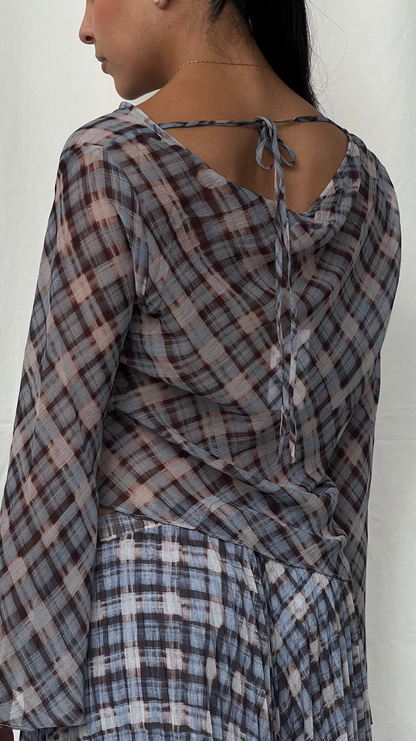 Blusa estampado escocés azul