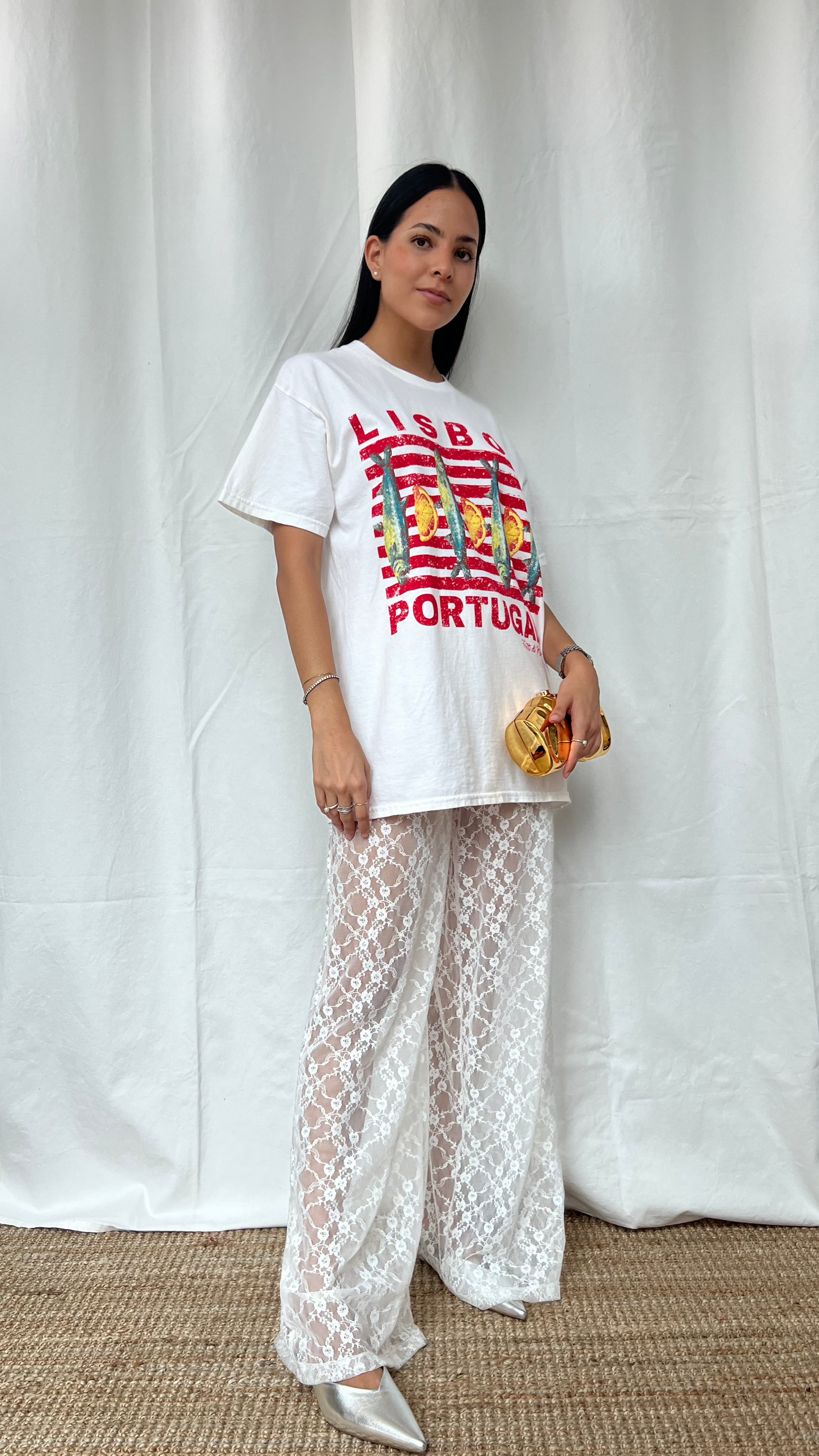 Camiseta overside con estampado lisboa-portugal