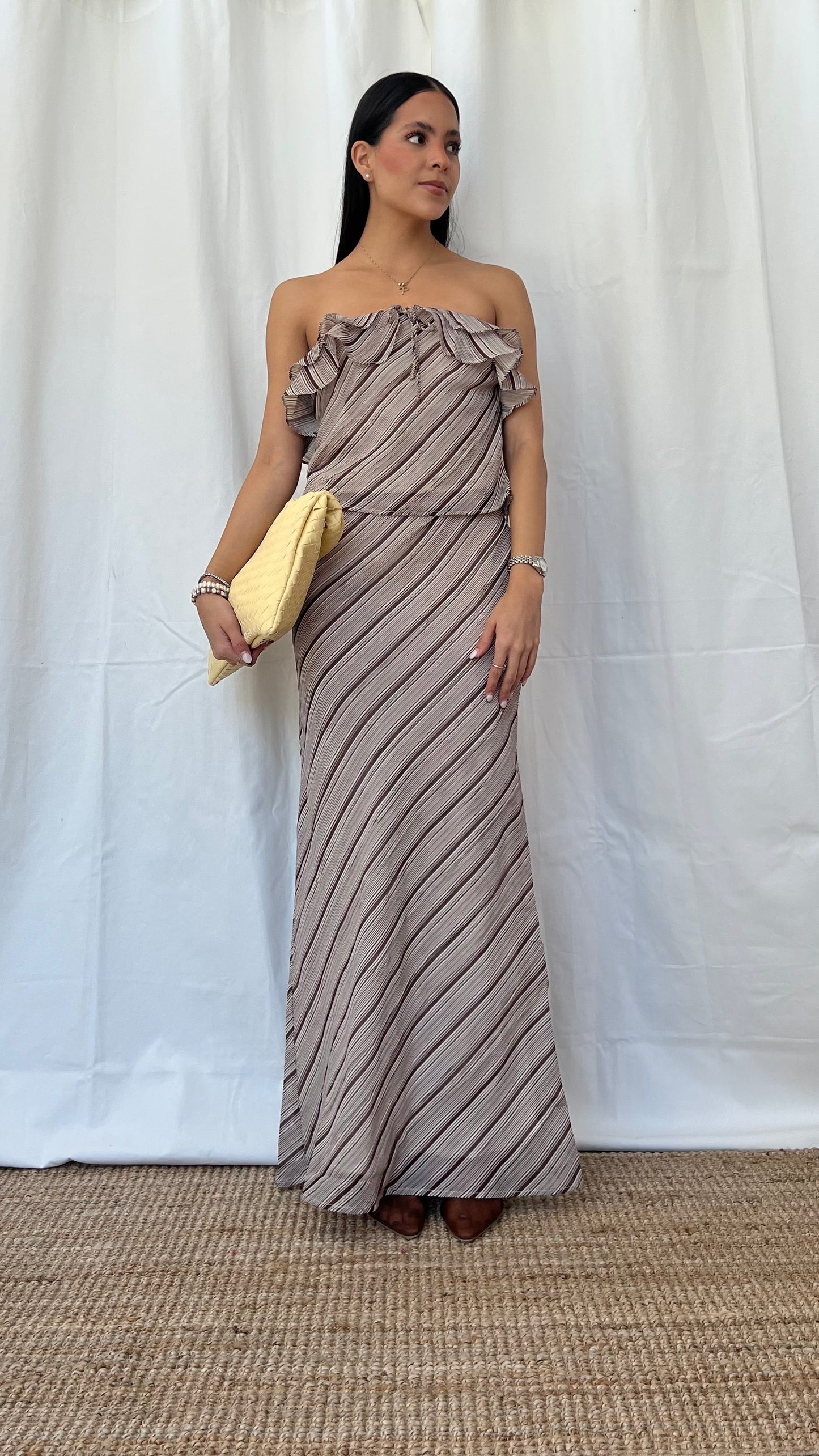Set Top y Falda a Rayas Brown