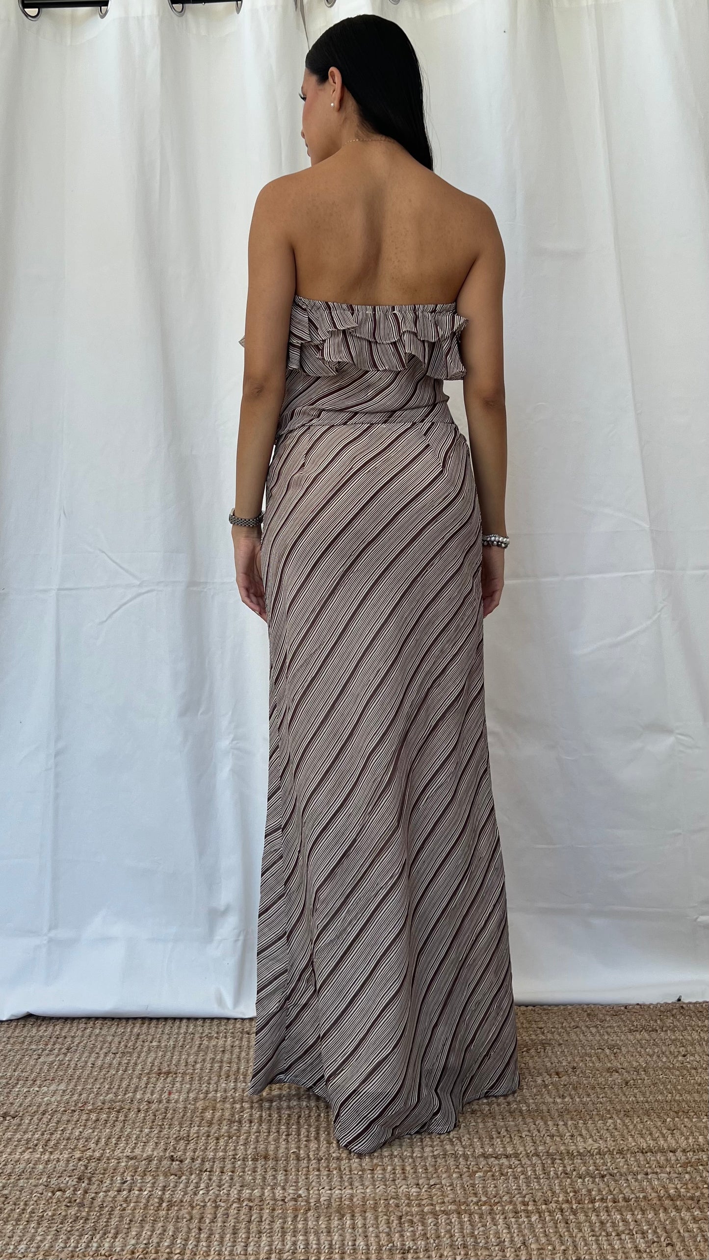 Set Top y Falda a Rayas Brown