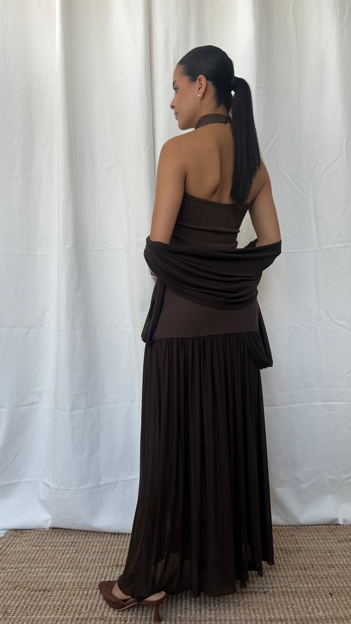 Vestido halter brown