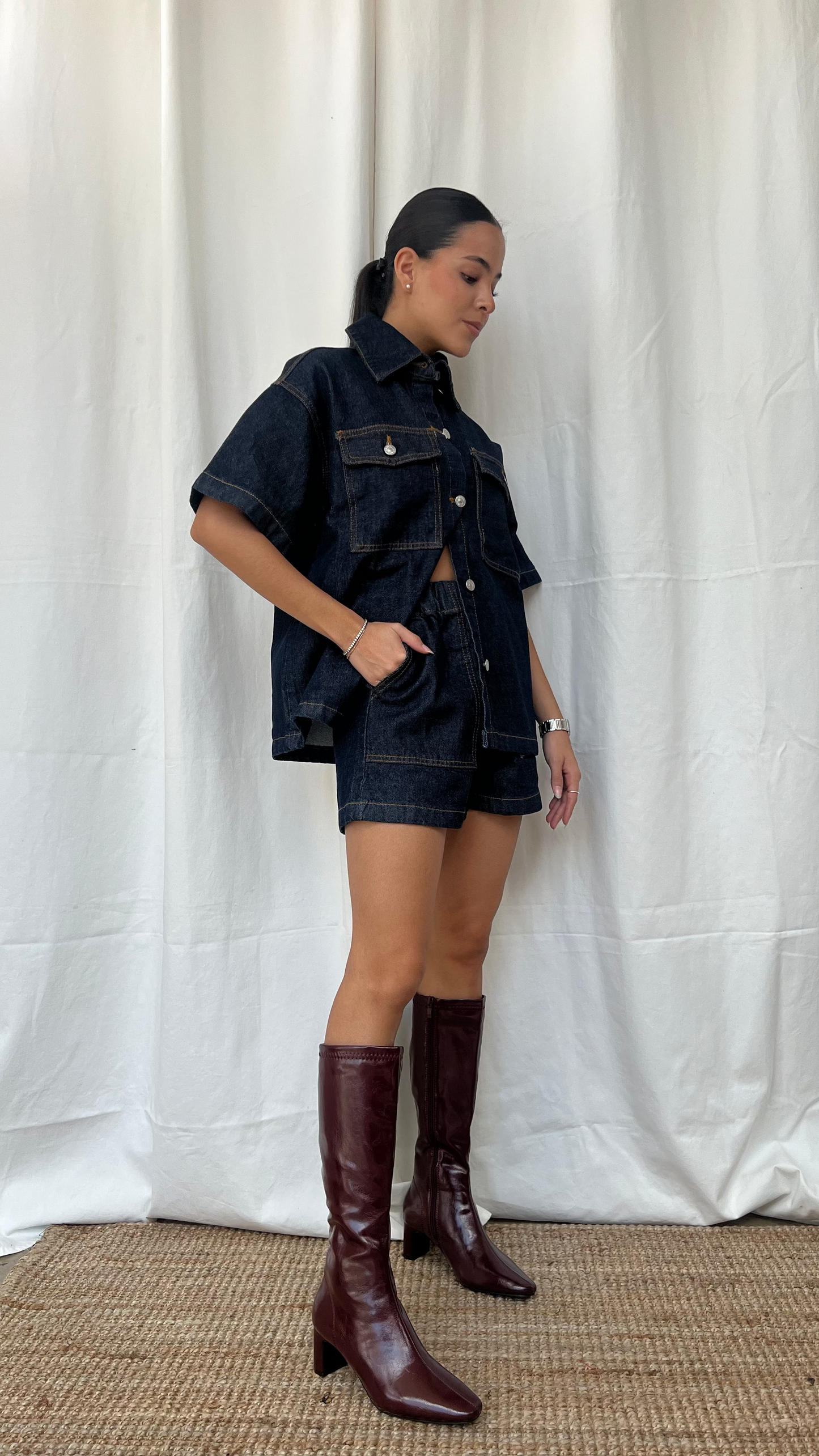 Set denim de blusa y short