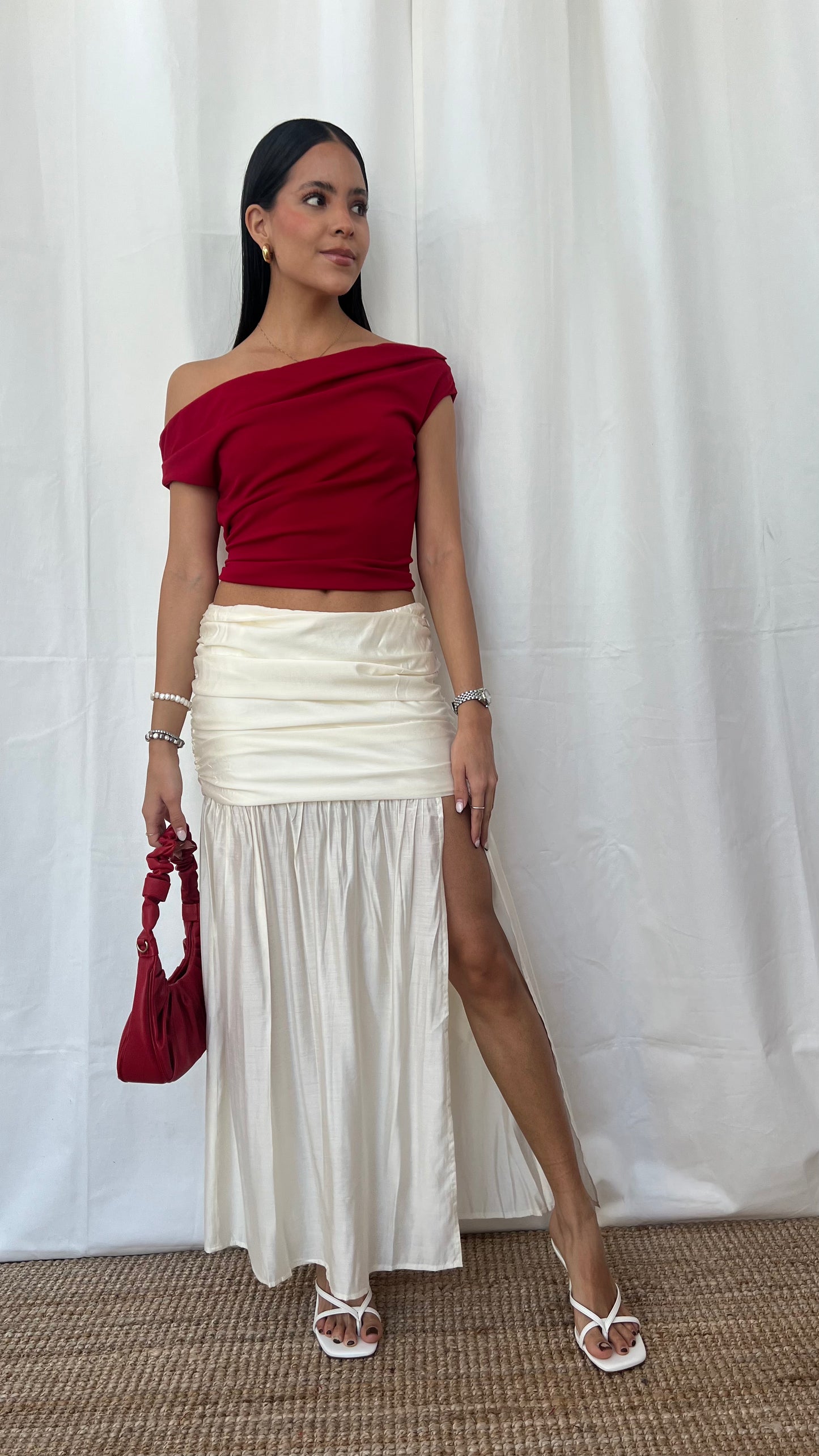 Falda Midi Beige