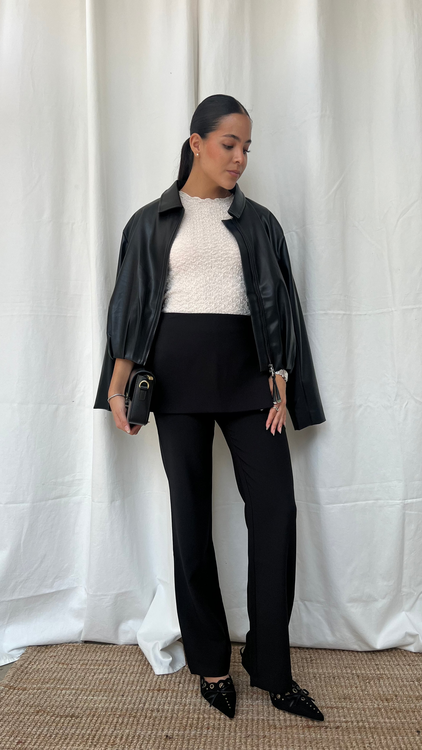 Chamarra vinipiel tipo bomber black