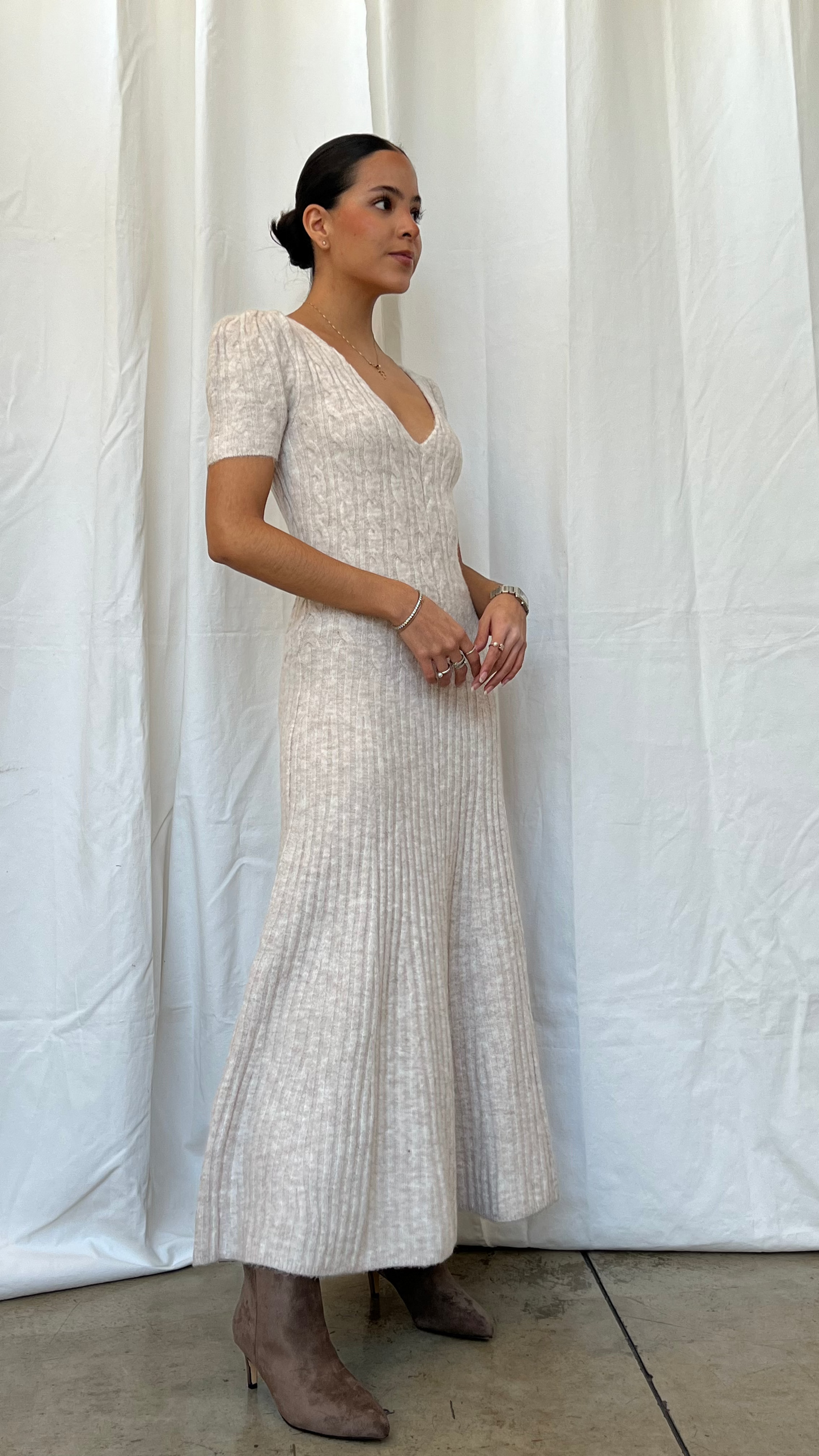 Vestido de punto beige