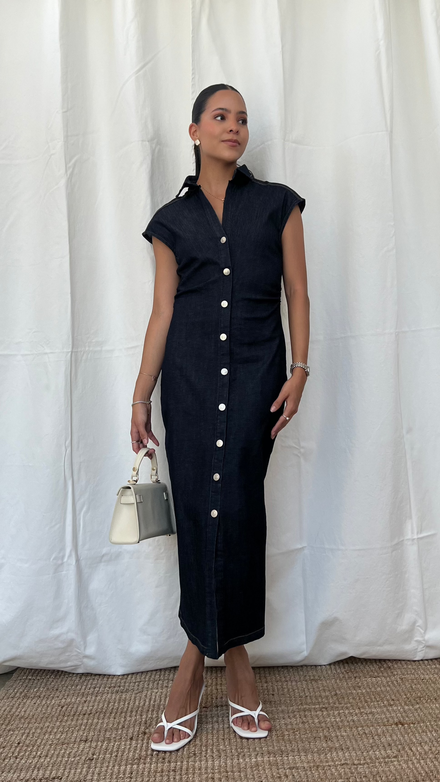 Vestido midi sin mangas denim