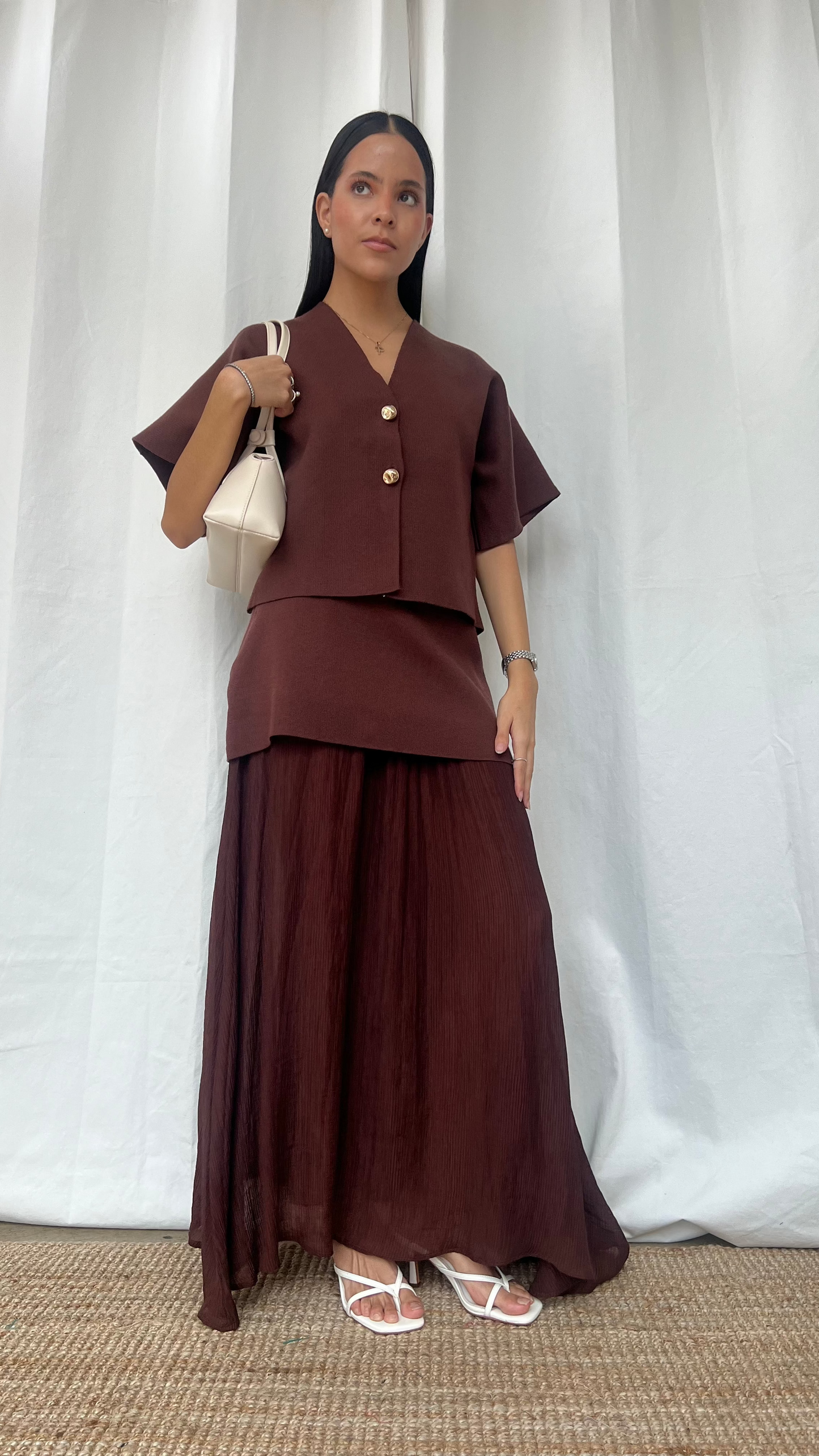 set de blusa y falda en brown