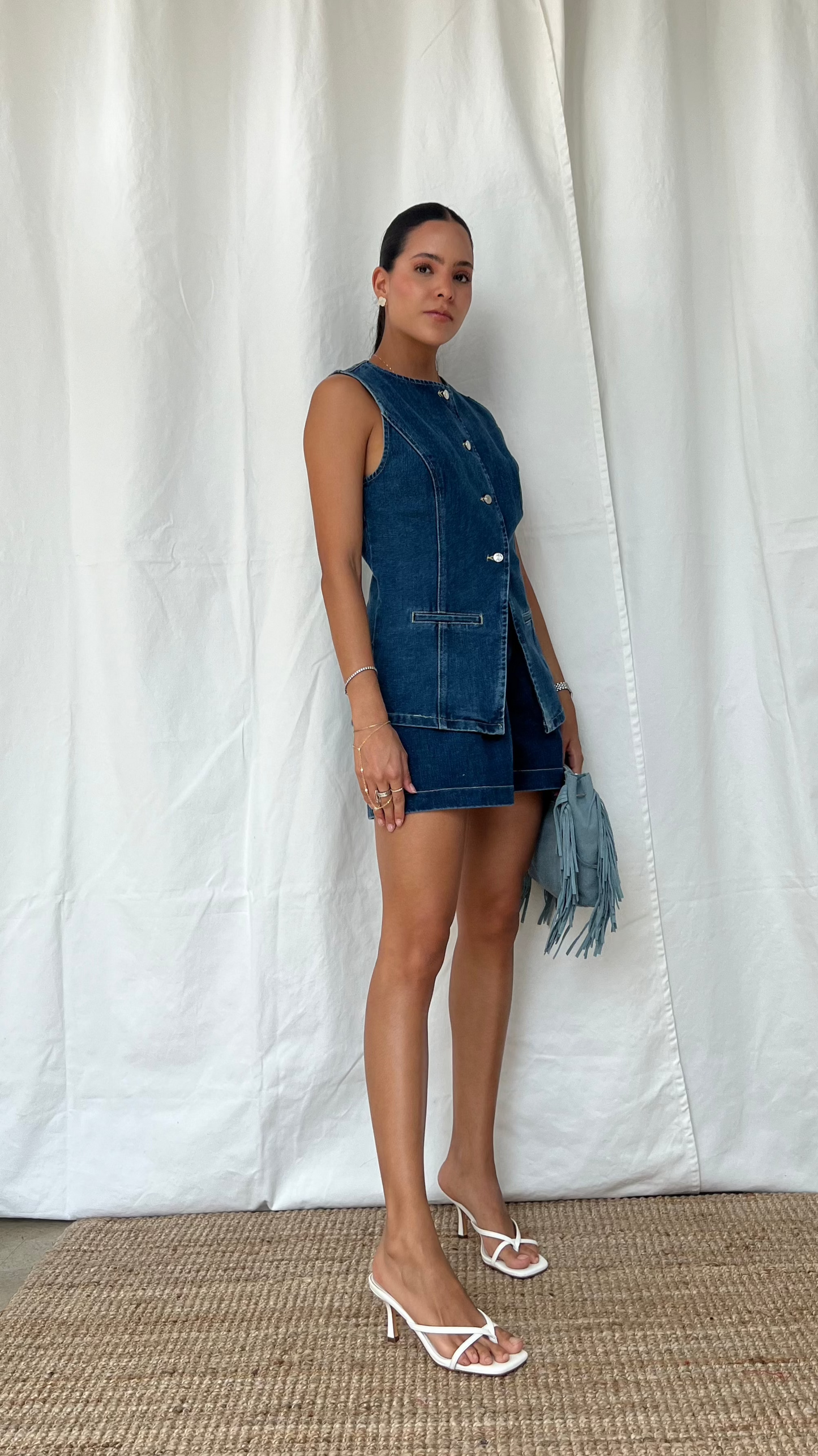 Denim short set