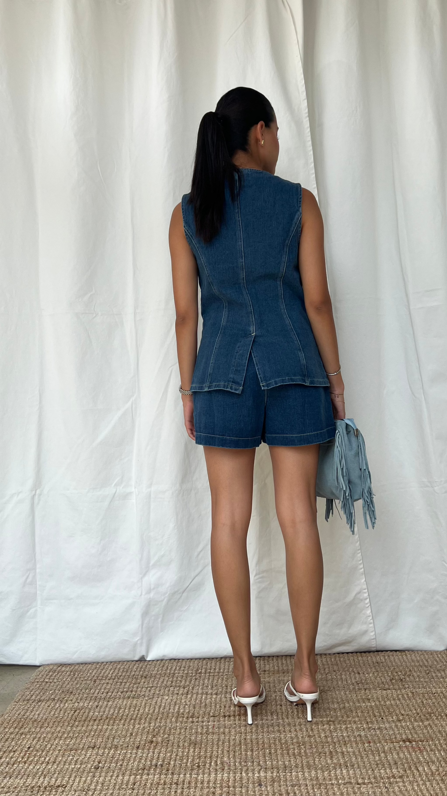 Denim short set