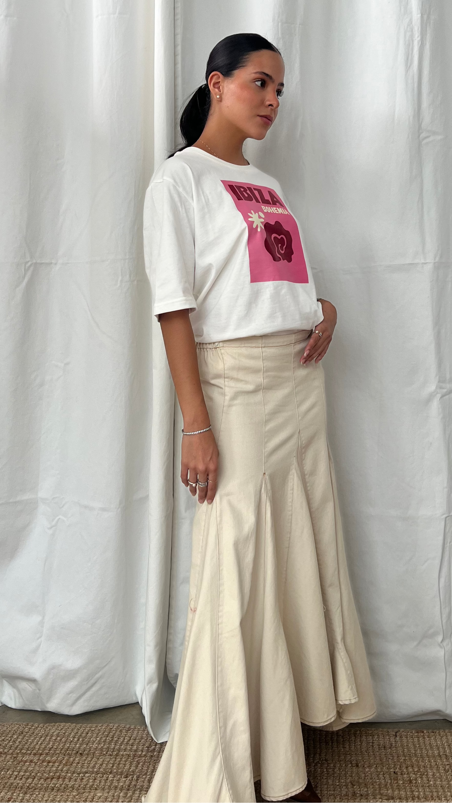 Falda denim natural