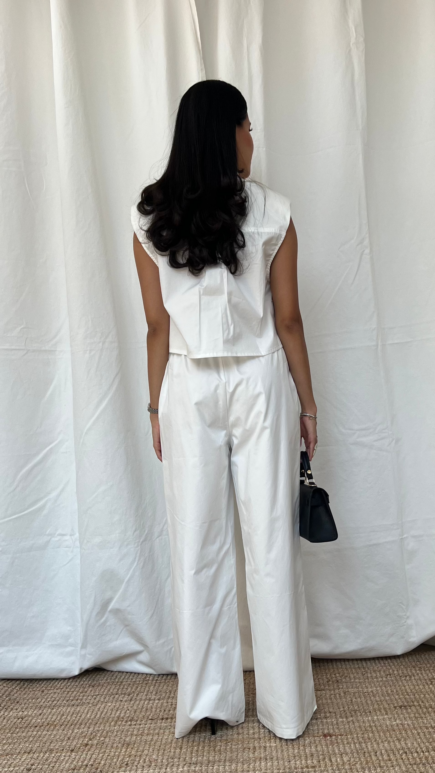 Set de blusa y pantalón blanco y negro