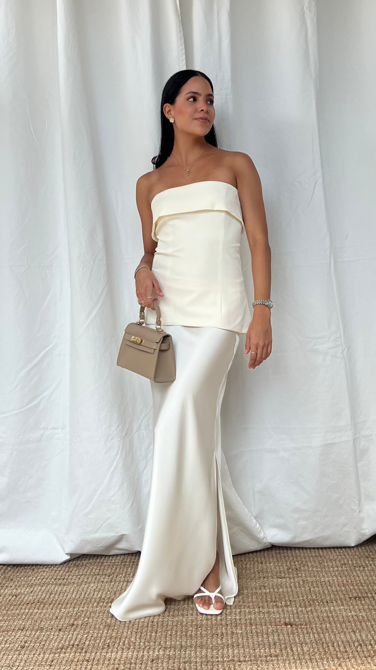 Top strapless en color blanco