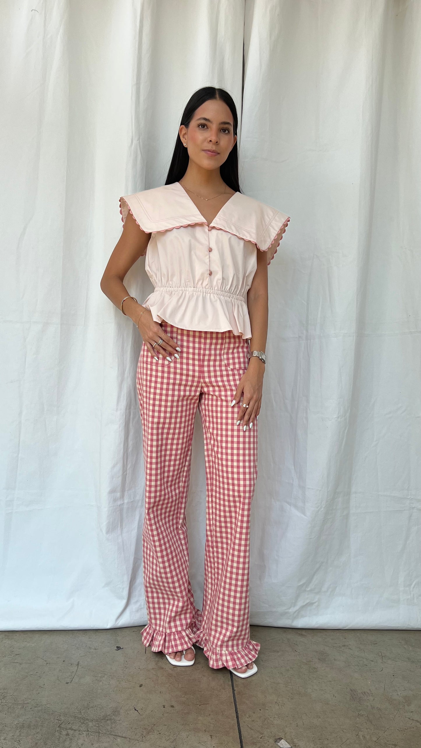 Pantalón rosa Vichy