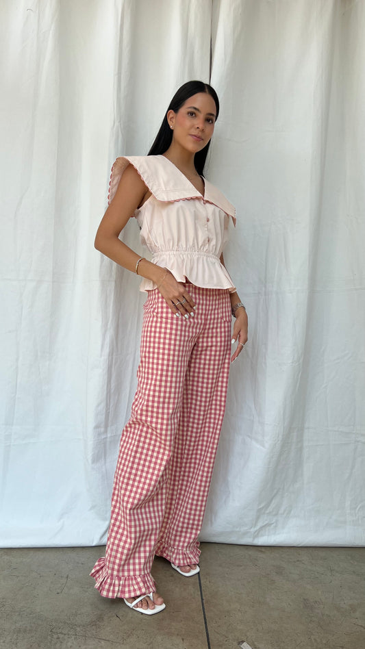 Pantalón rosa Vichy