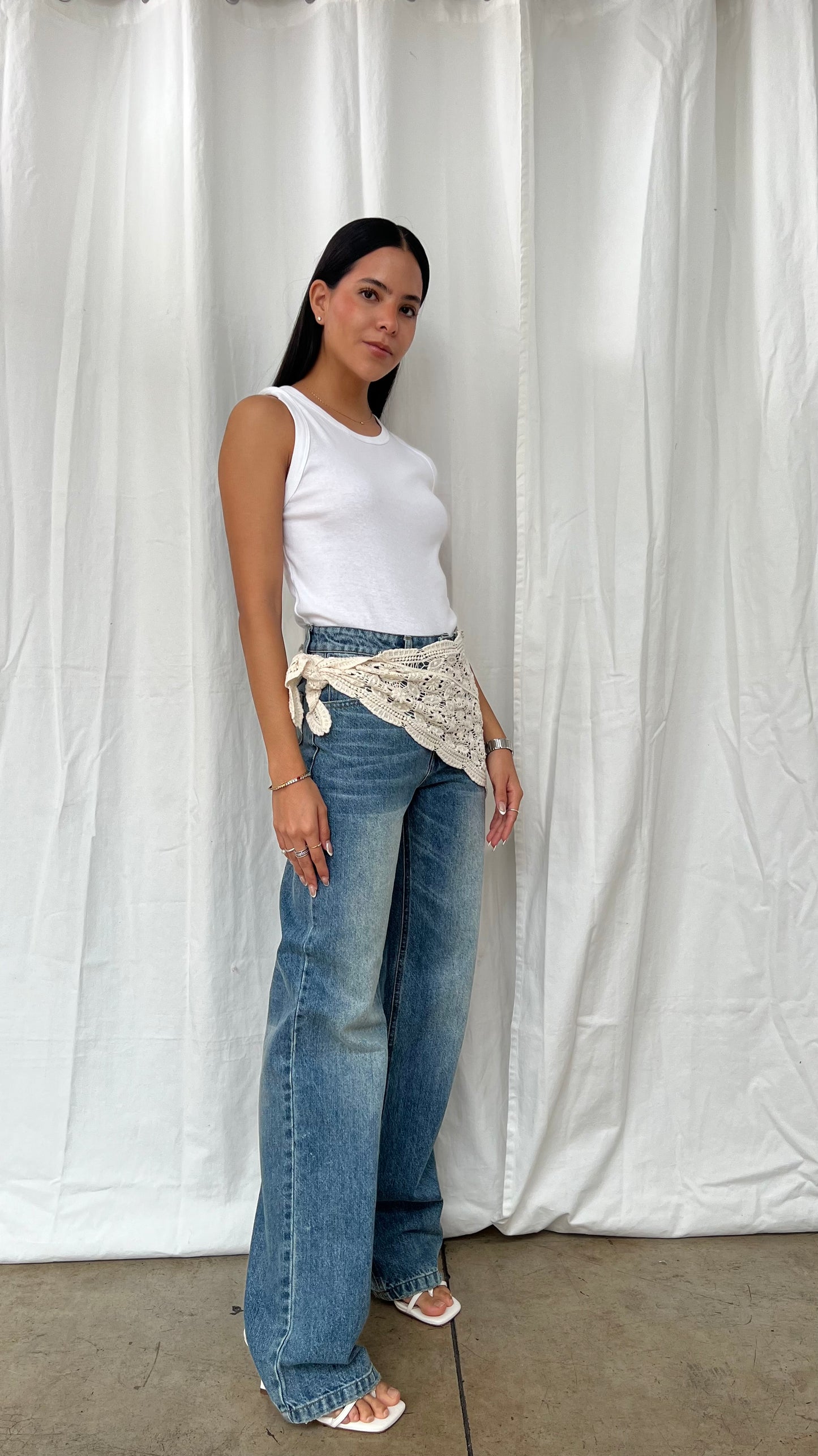Jeans mezclilla encaje