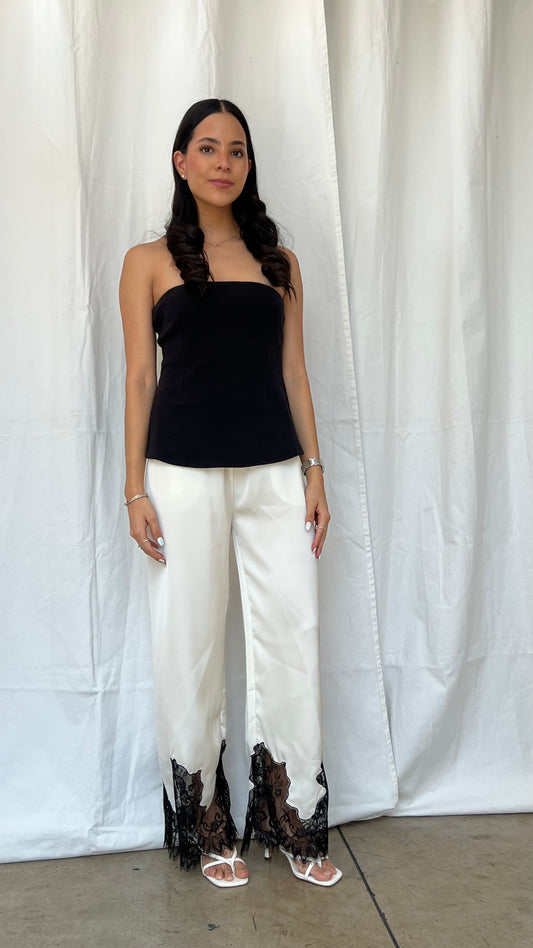 Pantalon beige encaje