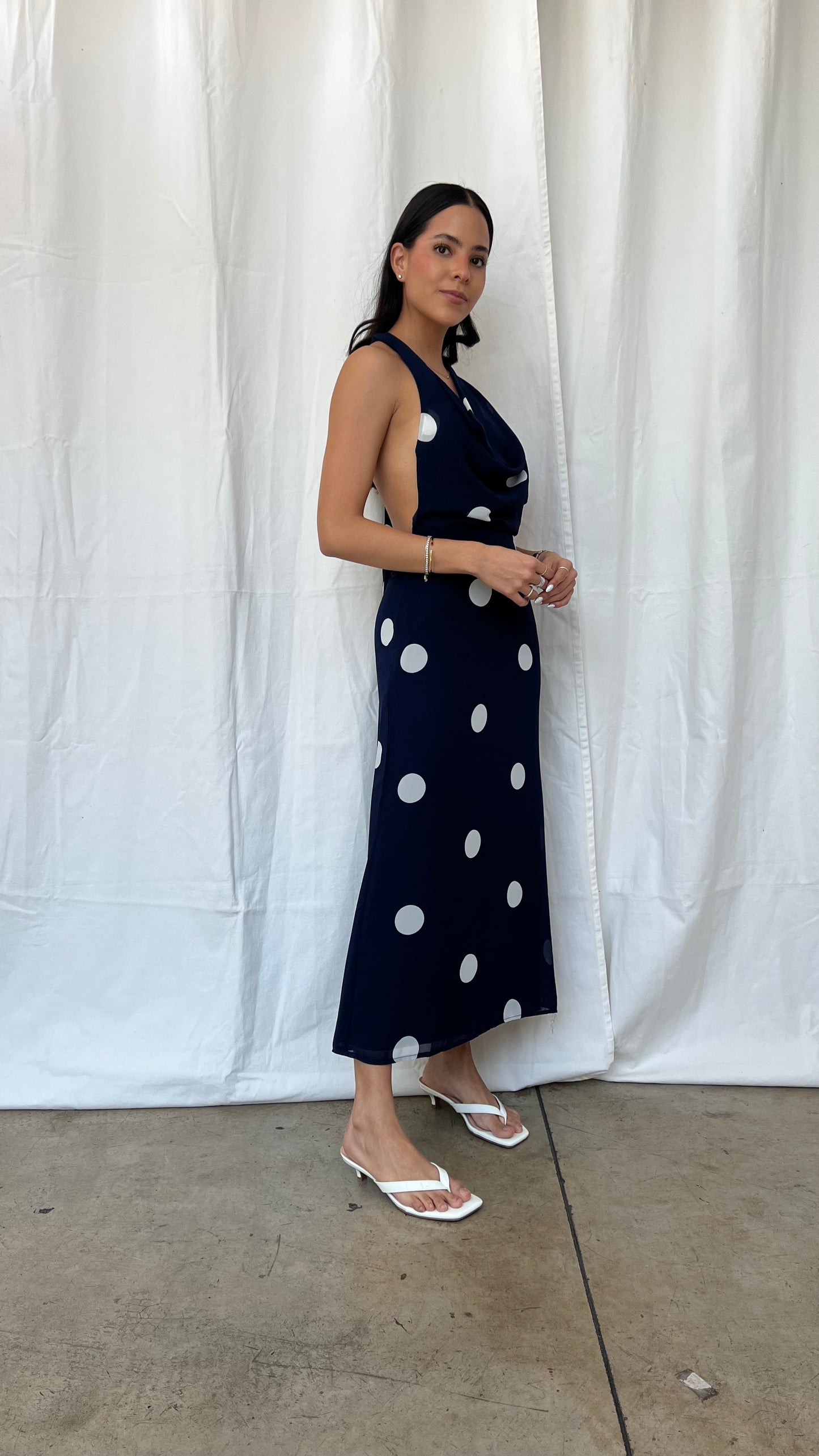 Vestido polka azul