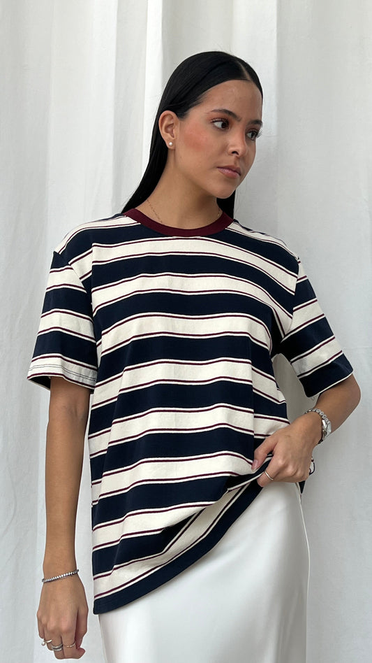 Tshirt rayas azul con tinto