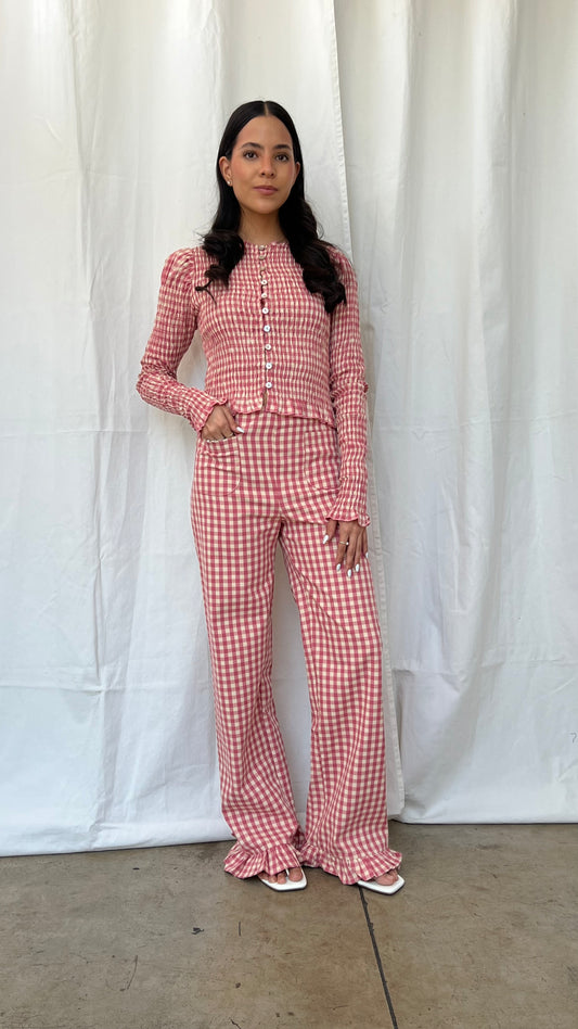Set rosa cuadros