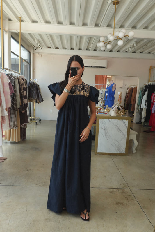 Vestido San Andrés mexicana azul marino 1.3