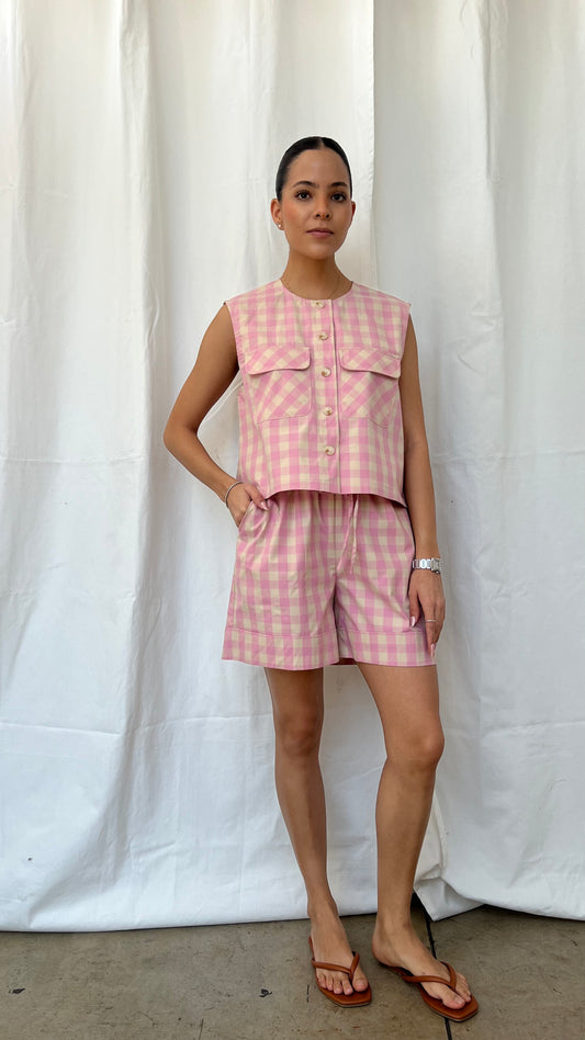 FRNCH- Set Vichy chaleco y short