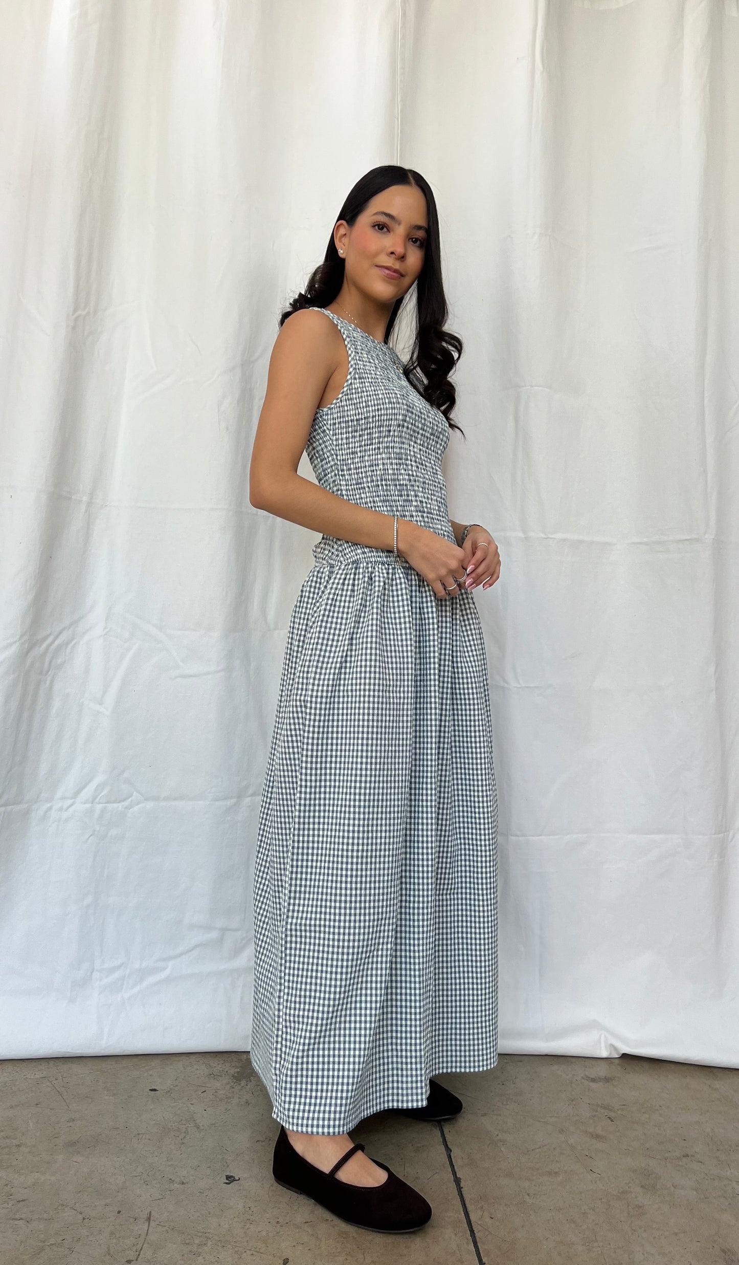 Vestido cuadros azul