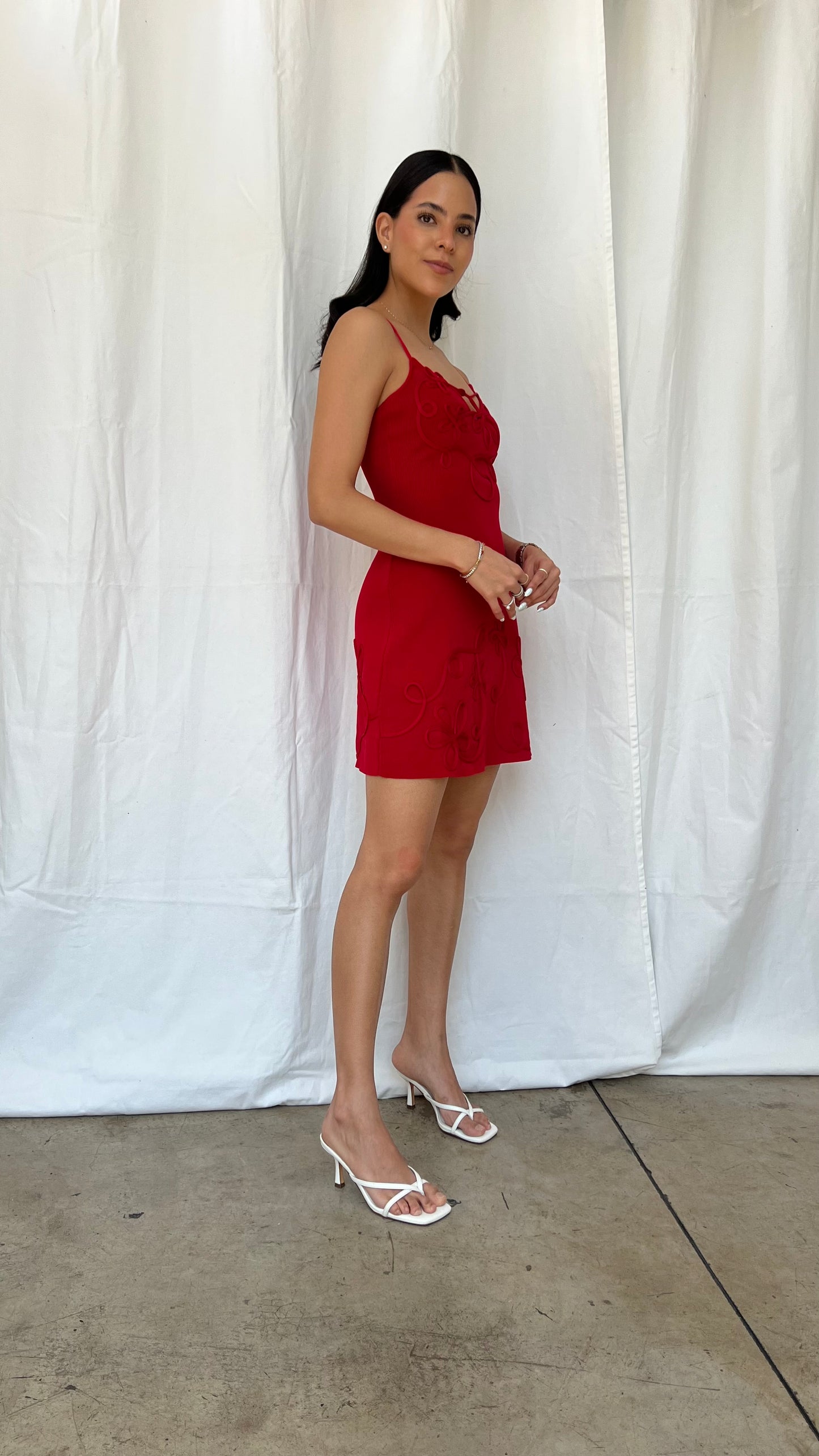 Vestido rojo flores