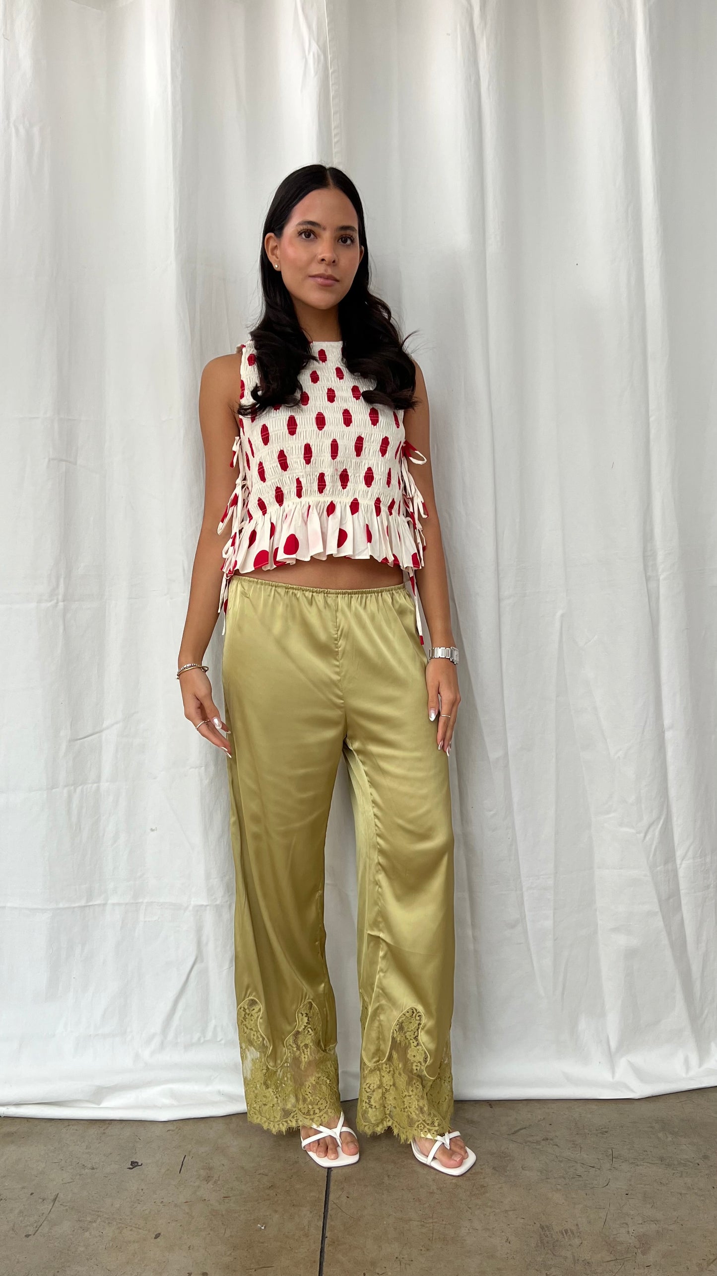 Pantalón satin olivo