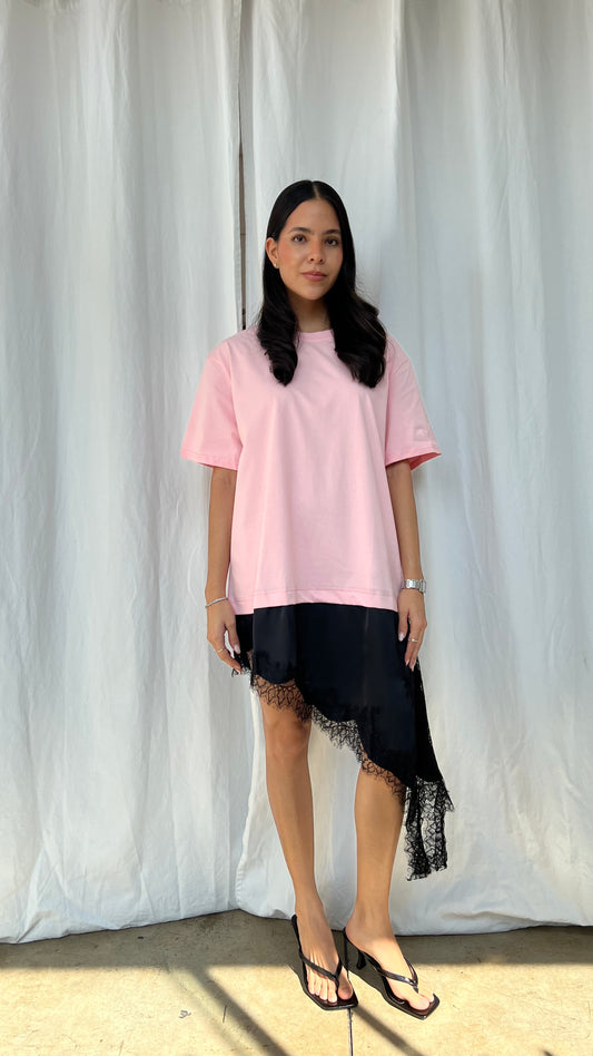 Vestido asimétrico con tshirt