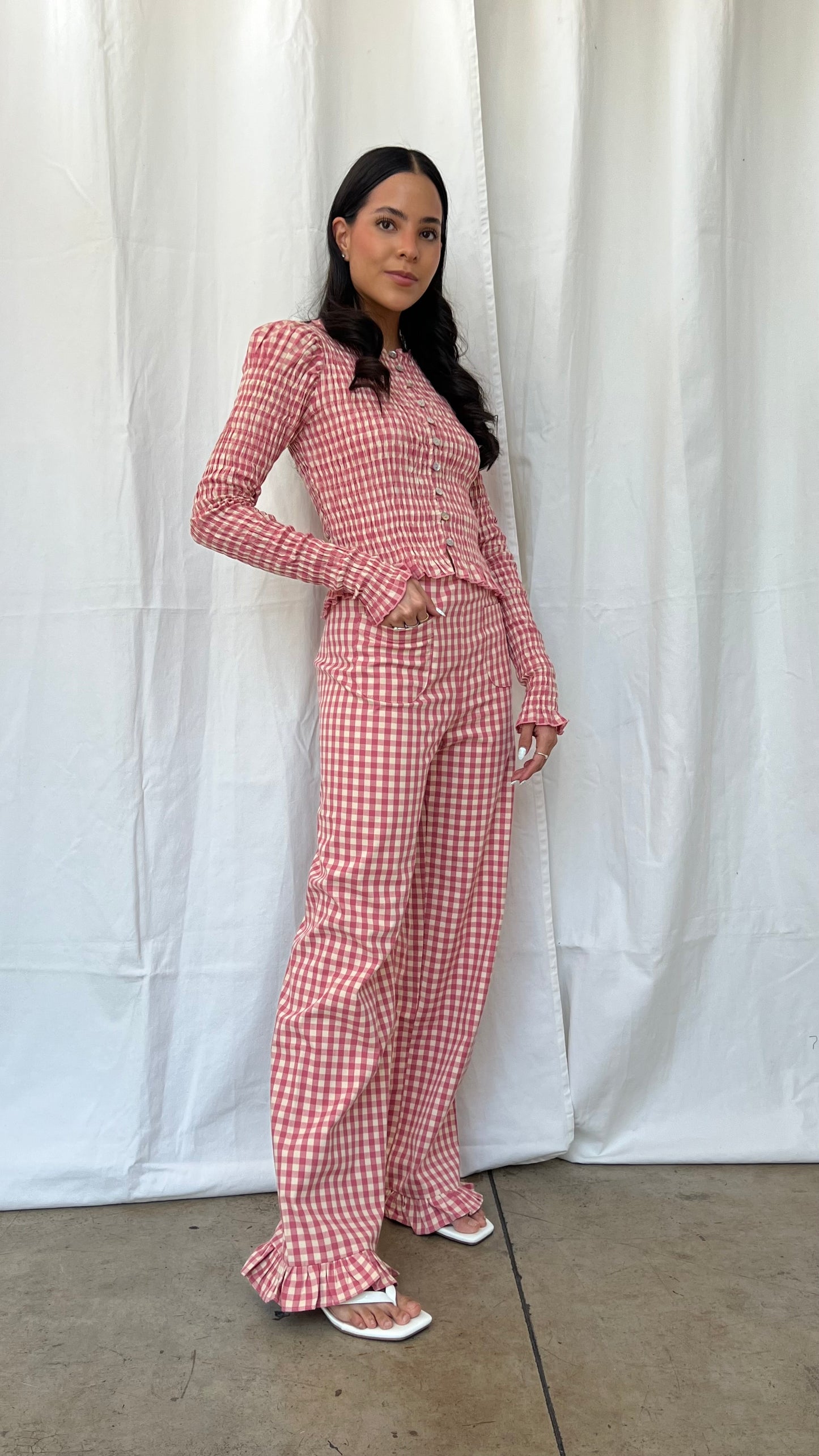 Set rosa cuadros