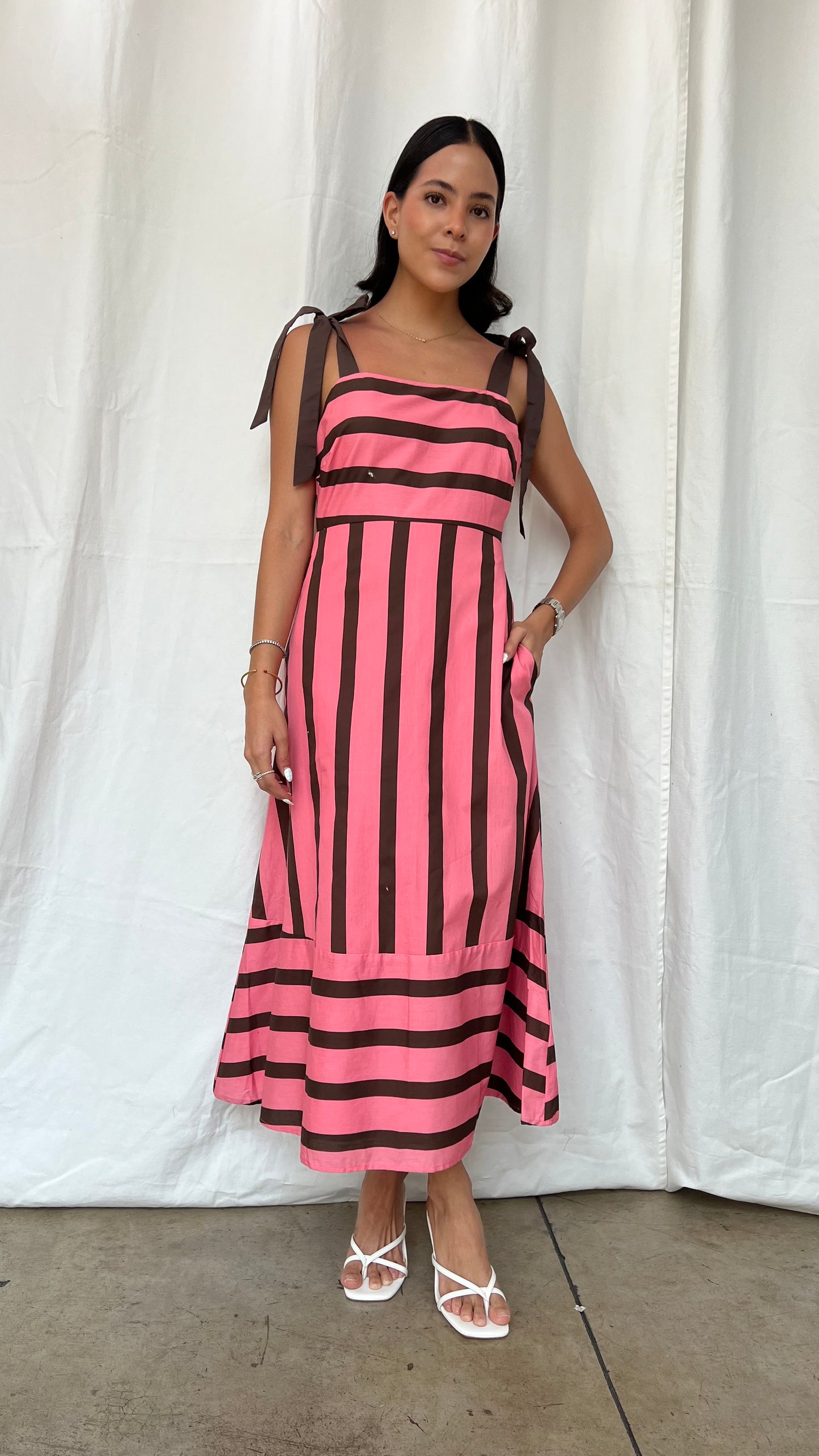 Vestido rayas rosa
