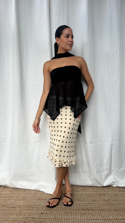 Falda Polka Dott beige