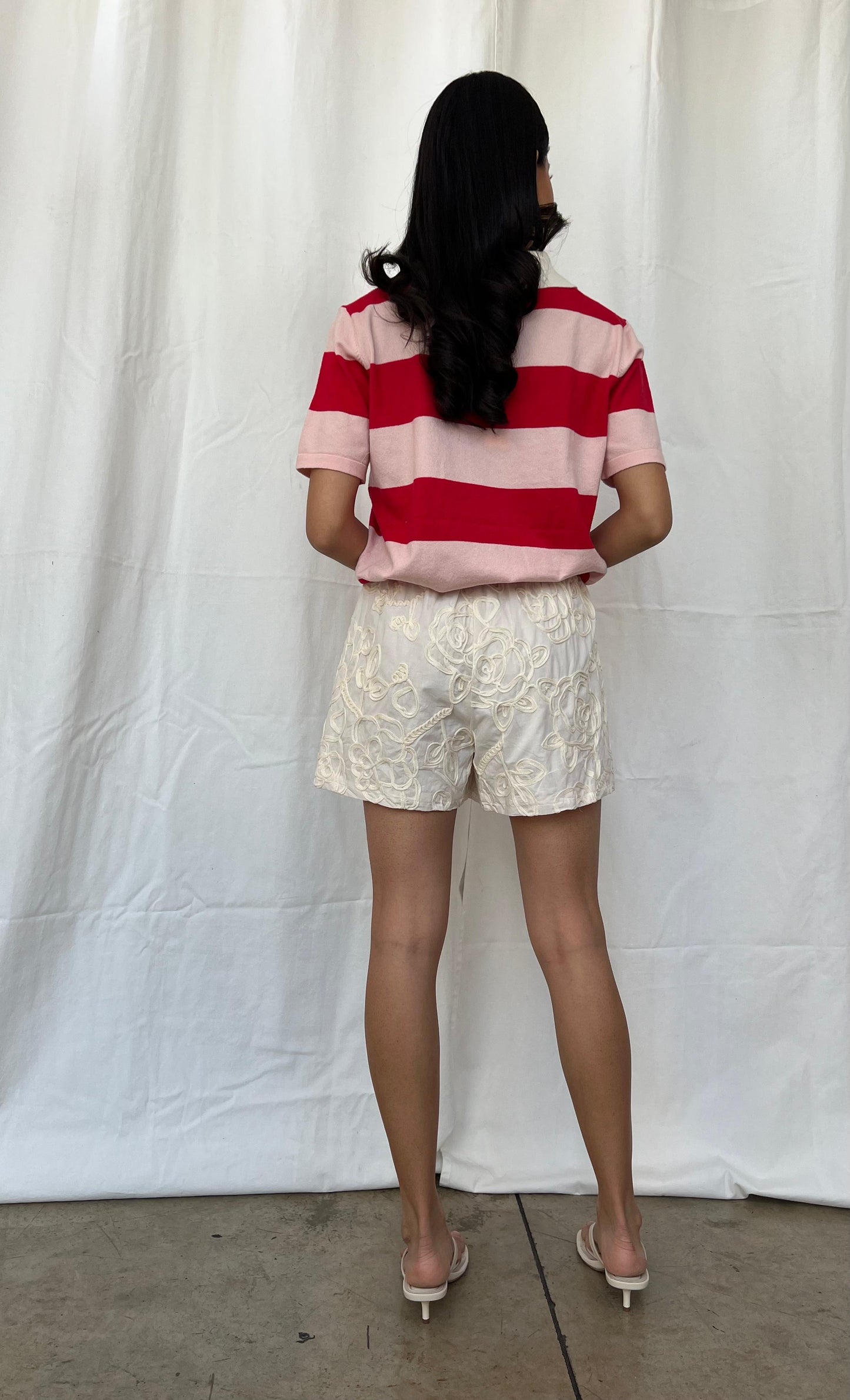 Polo rayas rosa y rojo