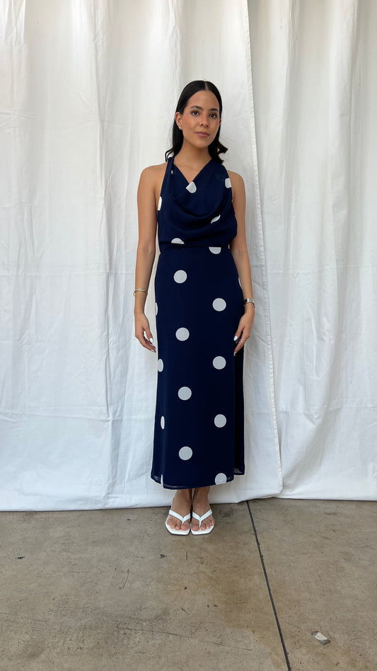 Vestido polka azul