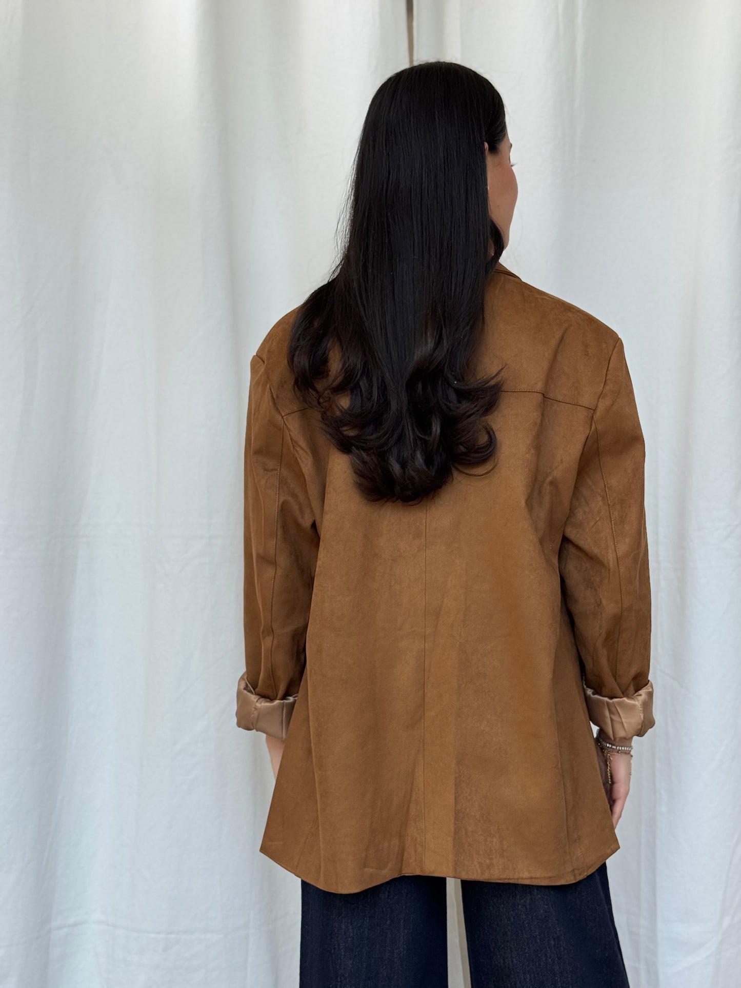 Blazer tipo gamuza caramelo