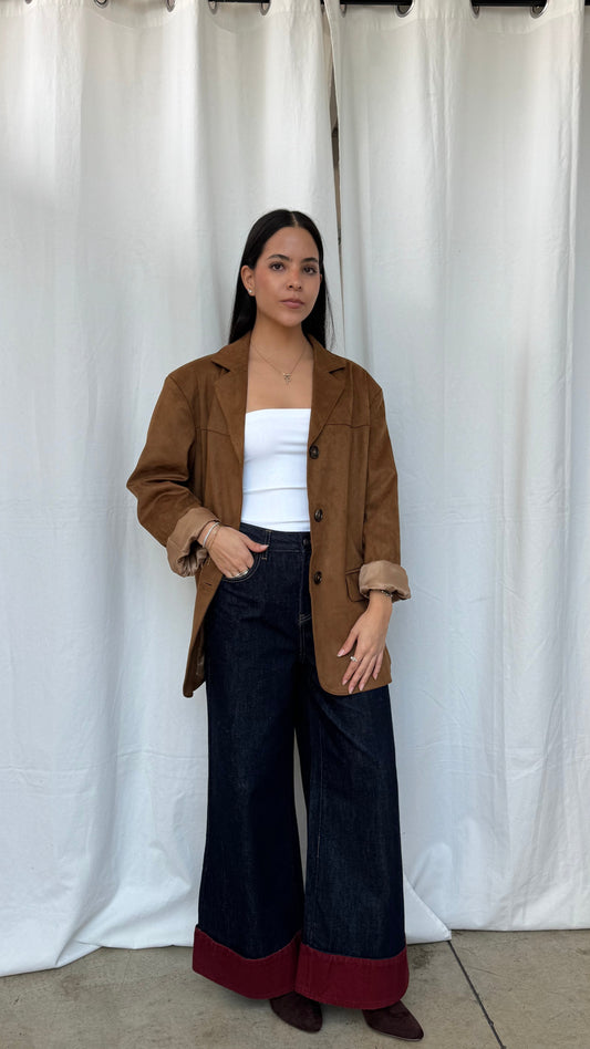 Blazer tipo gamuza caramelo