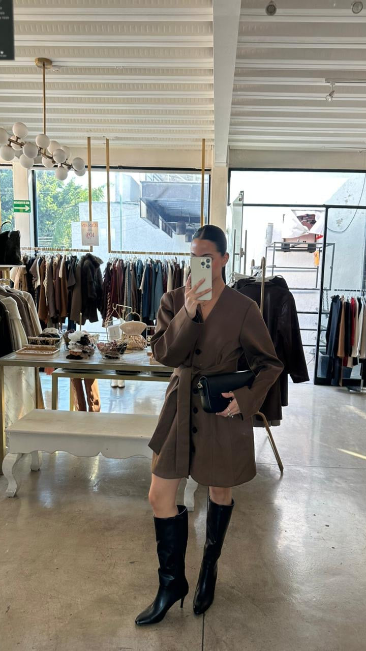 VESTIDO/TRENCH CORTO CAFE