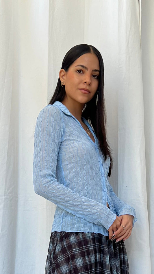 Blusa manga larga azul